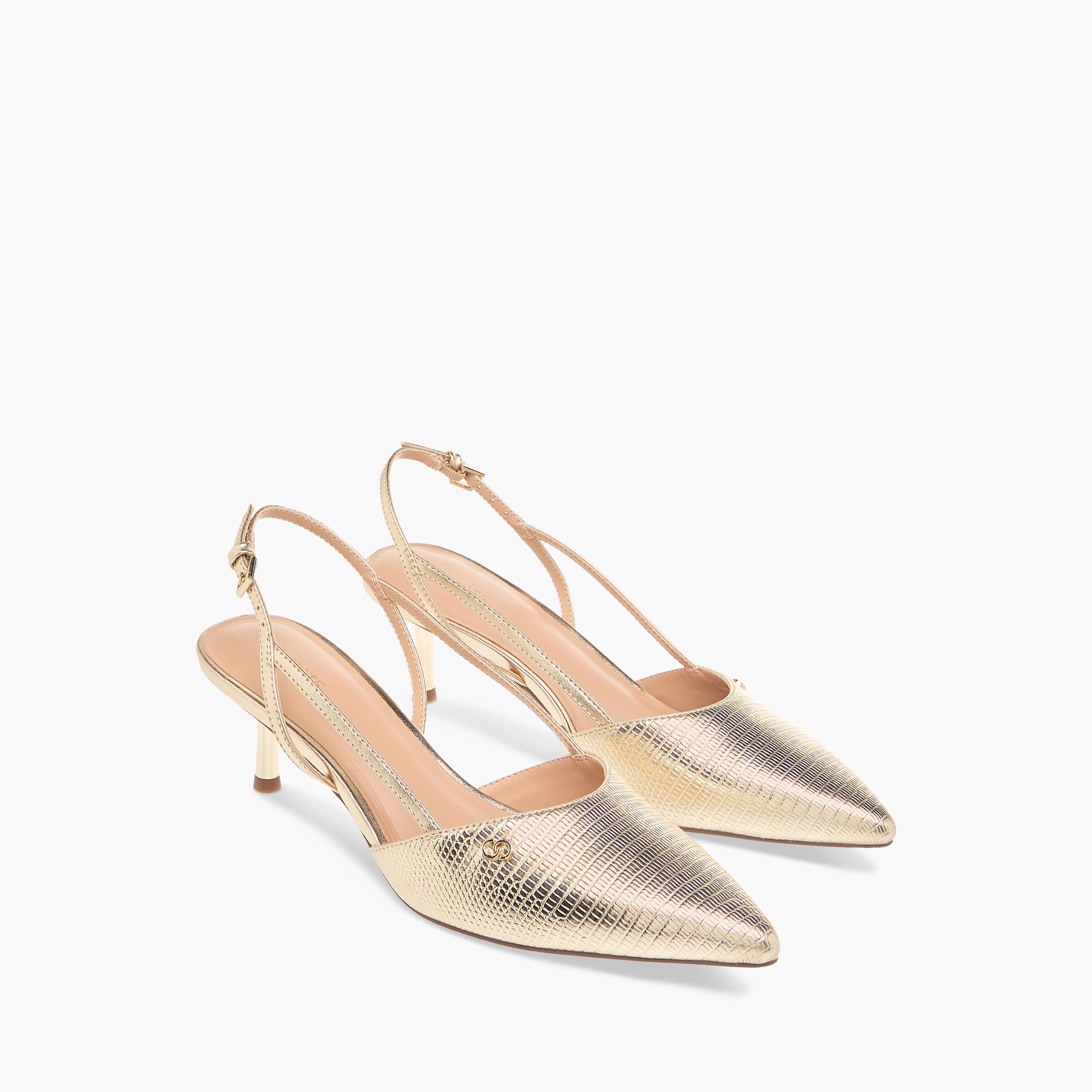 Celeste Women's Textured Slingback Shoes with Buckle Closure and Kitten Heels-women-shoes-heels-image-1