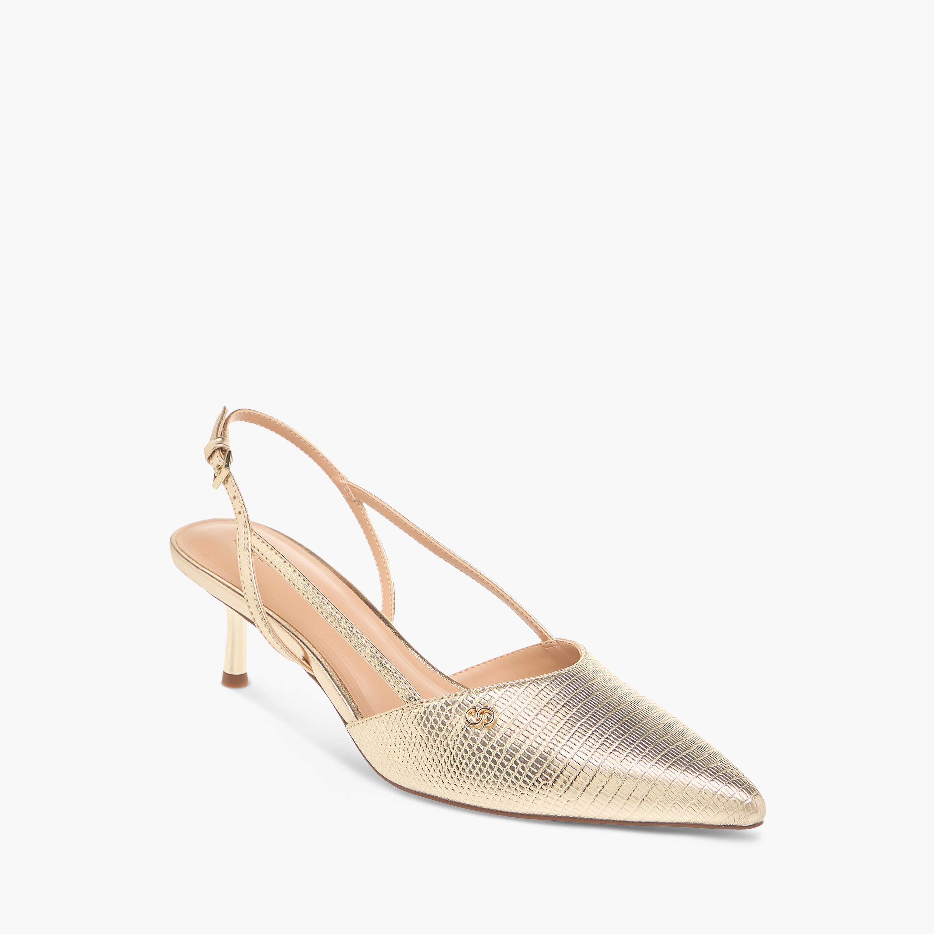 Celeste Women's Textured Slingback Shoes with Buckle Closure and Kitten Heels-women-shoes-heels-image-2