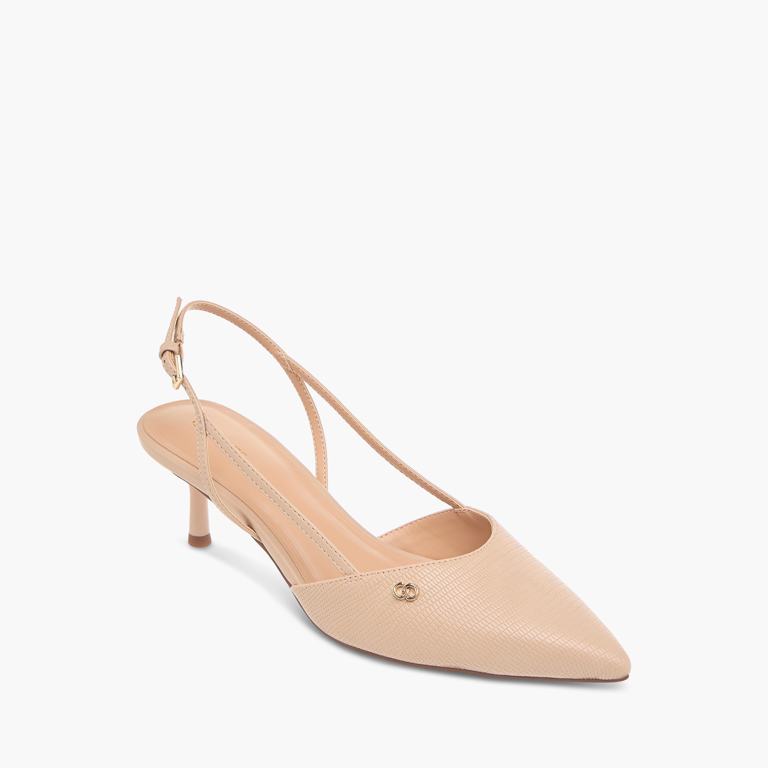 Celeste Women's Textured Slingback Shoes with Buckle Closure and Kitten Heels-women-shoes-heels-image-2
