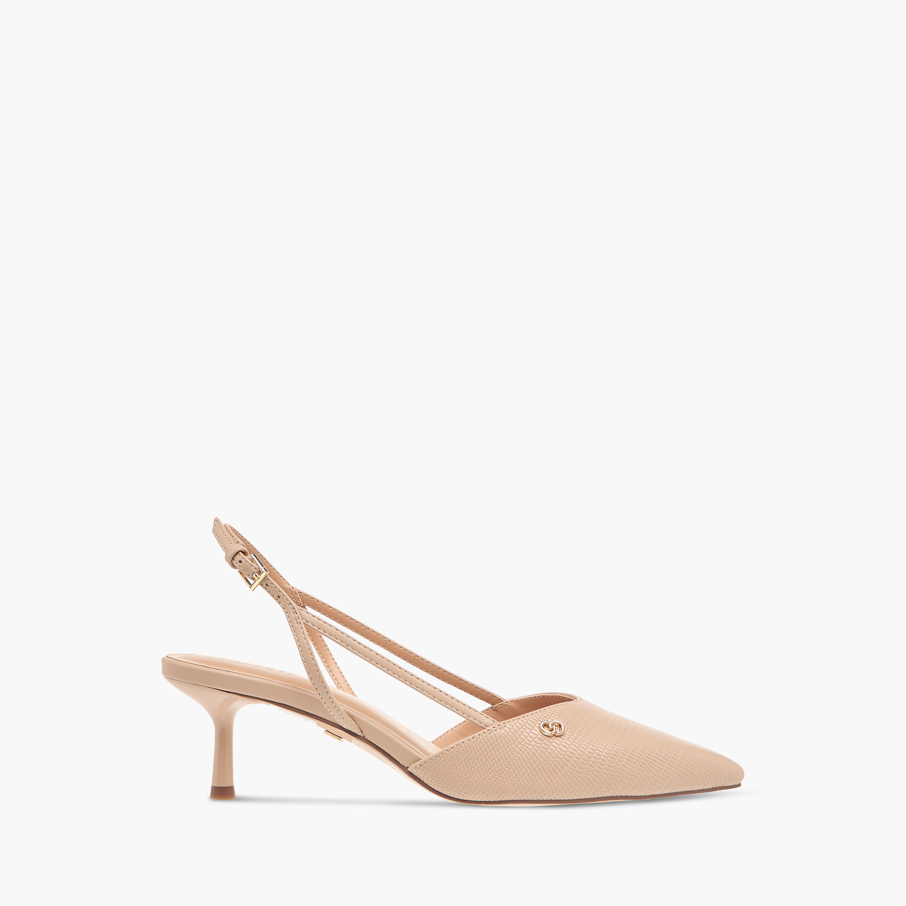 Celeste Women's Textured Slingback Shoes with Buckle Closure and Kitten Heels-women-shoes-heels-image-3