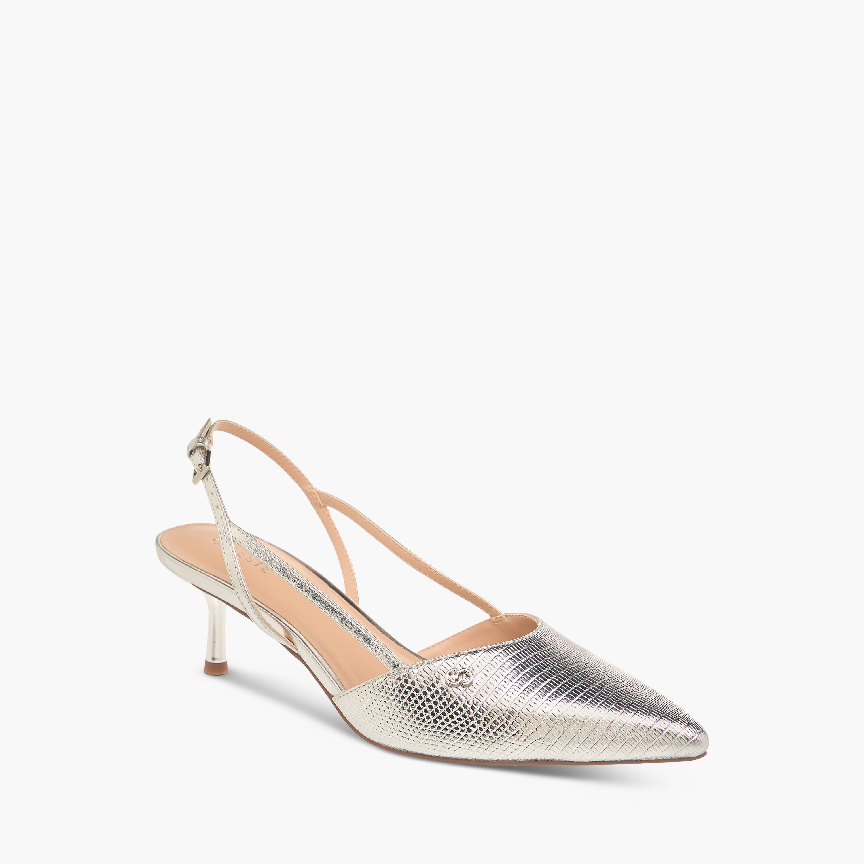 Celeste Women's Textured Slingback Shoes with Buckle Closure and Kitten Heels-women-shoes-heels-image-2