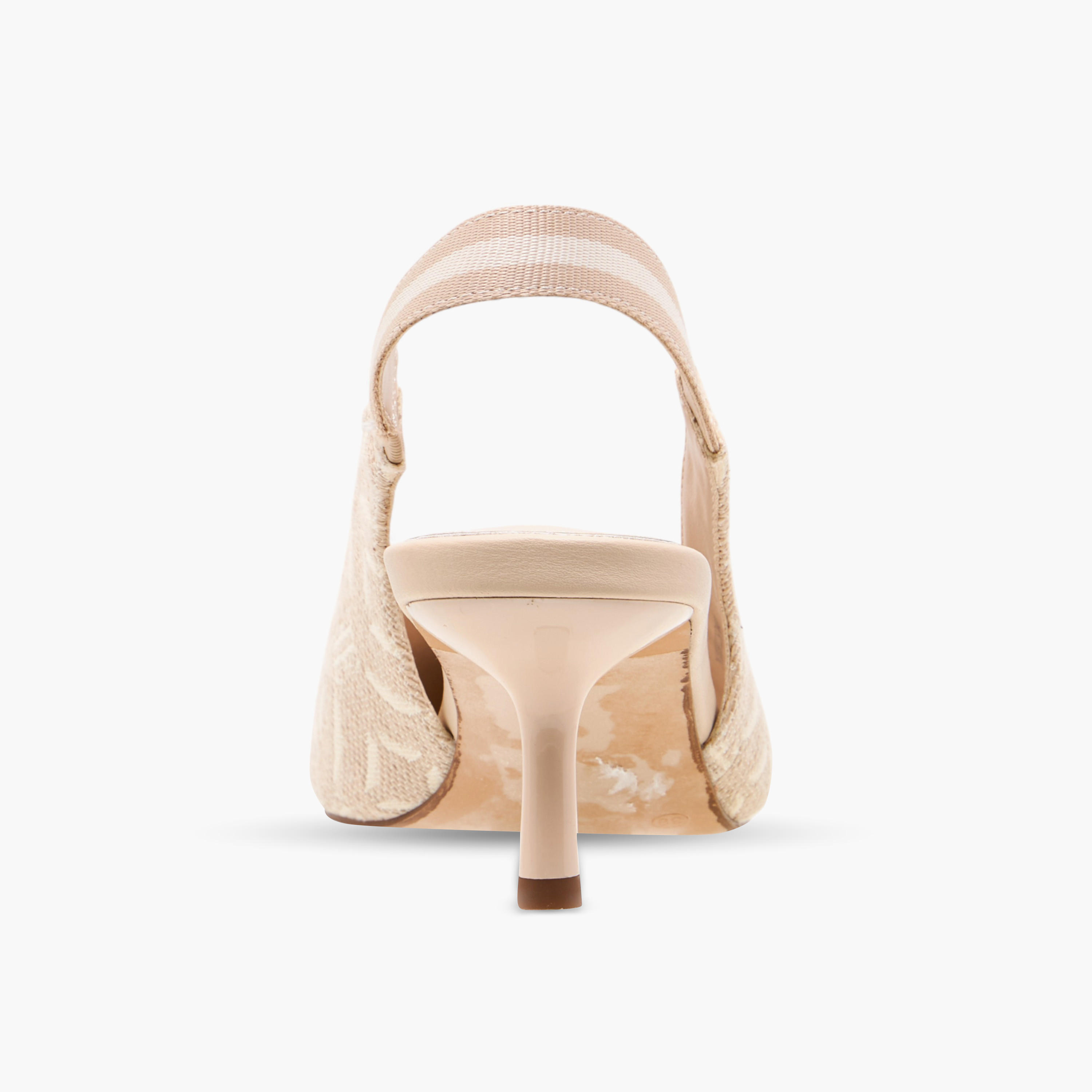 Elle Monogram Print Slingback Pointed Toe Shoes with Kitten Heels-women-shoes-sandals-heeled-image-5