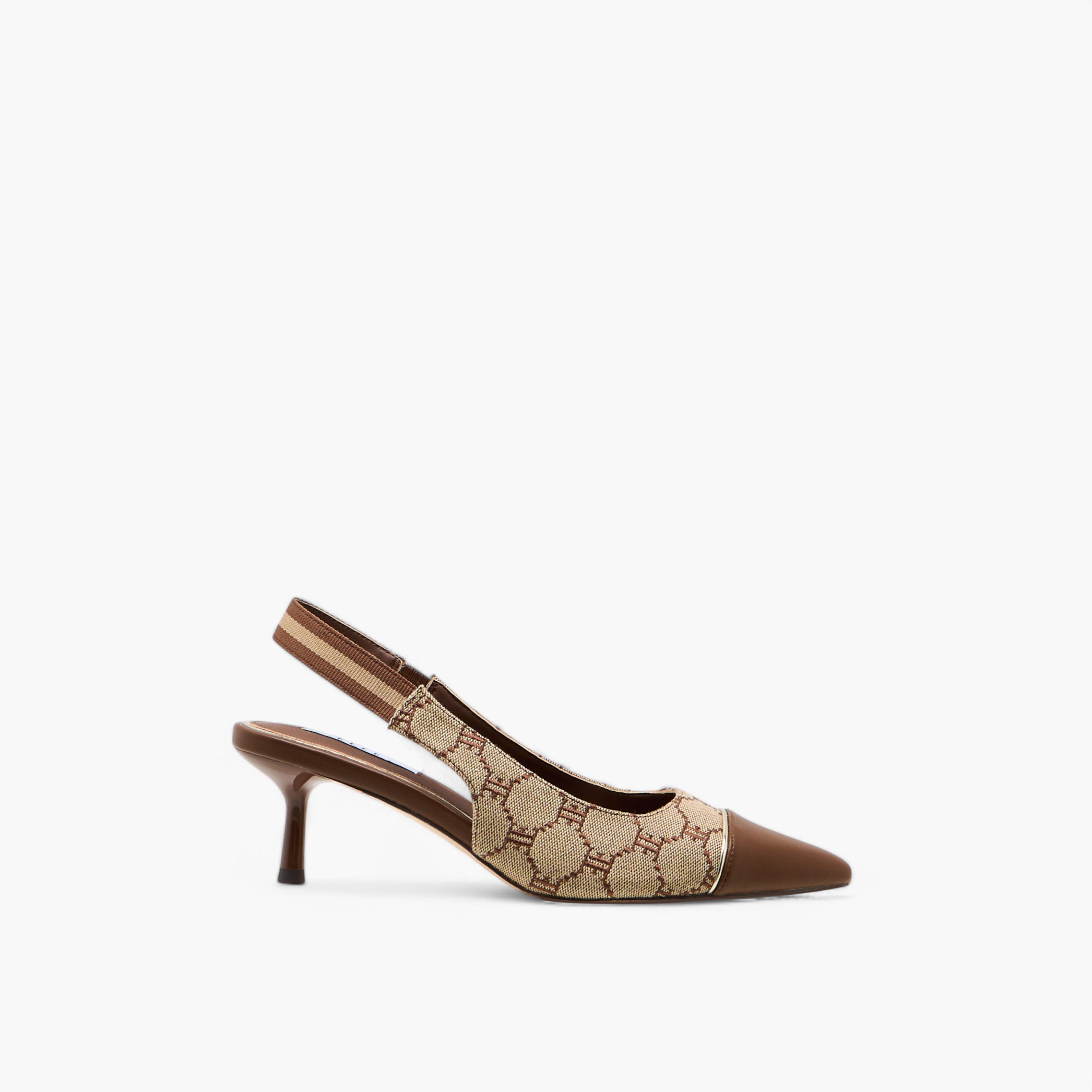 Elle Monogram Print Slingback Pointed Toe Shoes with Kitten Heels-women-shoes-sandals-heeled-image-3