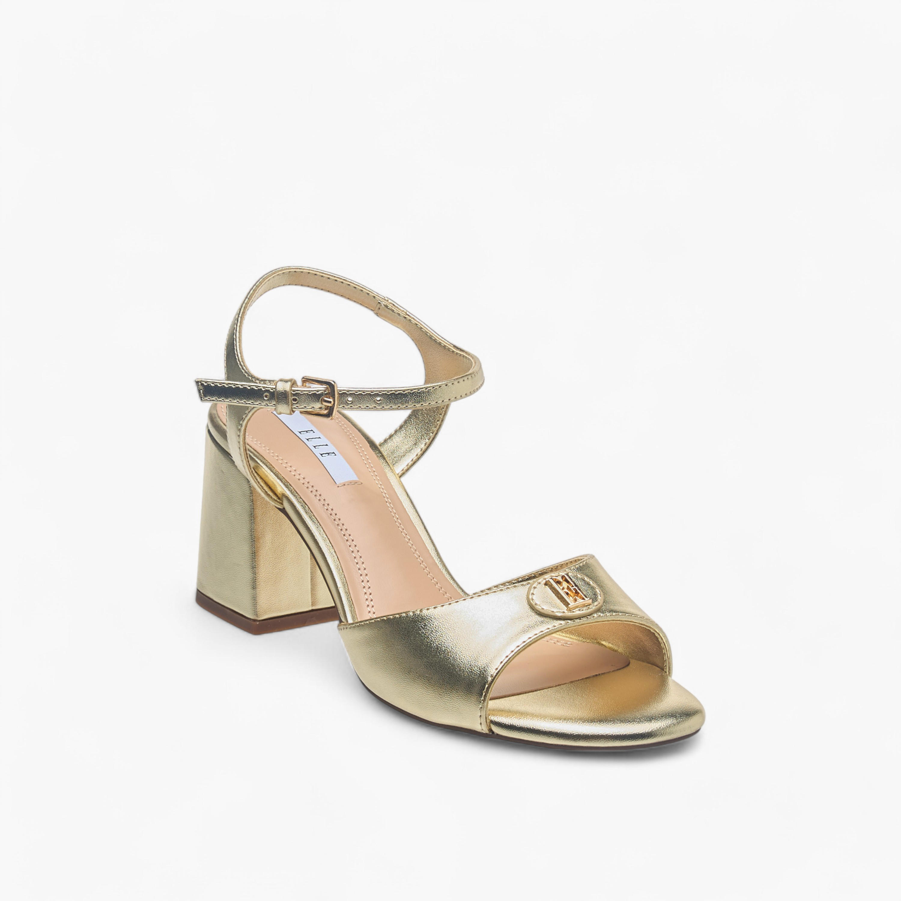 Elle Women's Logo Accent Sandals with Block Heels and Buckle Closure-women-shoes-sandals-heeled-image-2