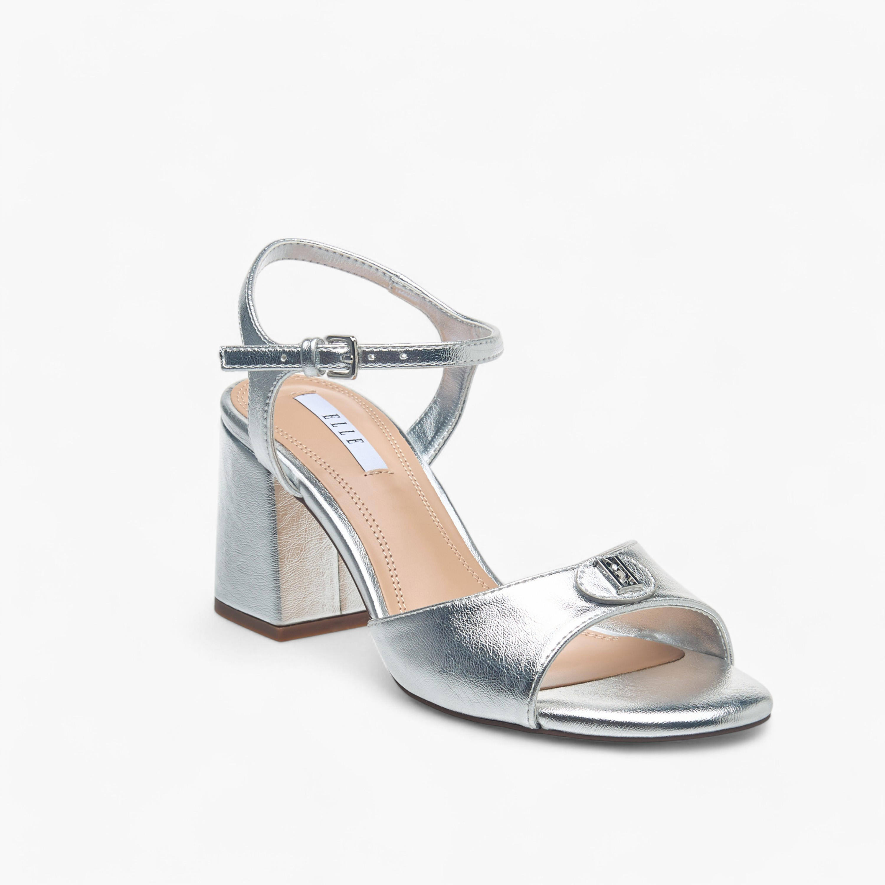 Elle Women's Logo Accent Sandals with Block Heels and Buckle Closure-women-shoes-sandals-heeled-image-2