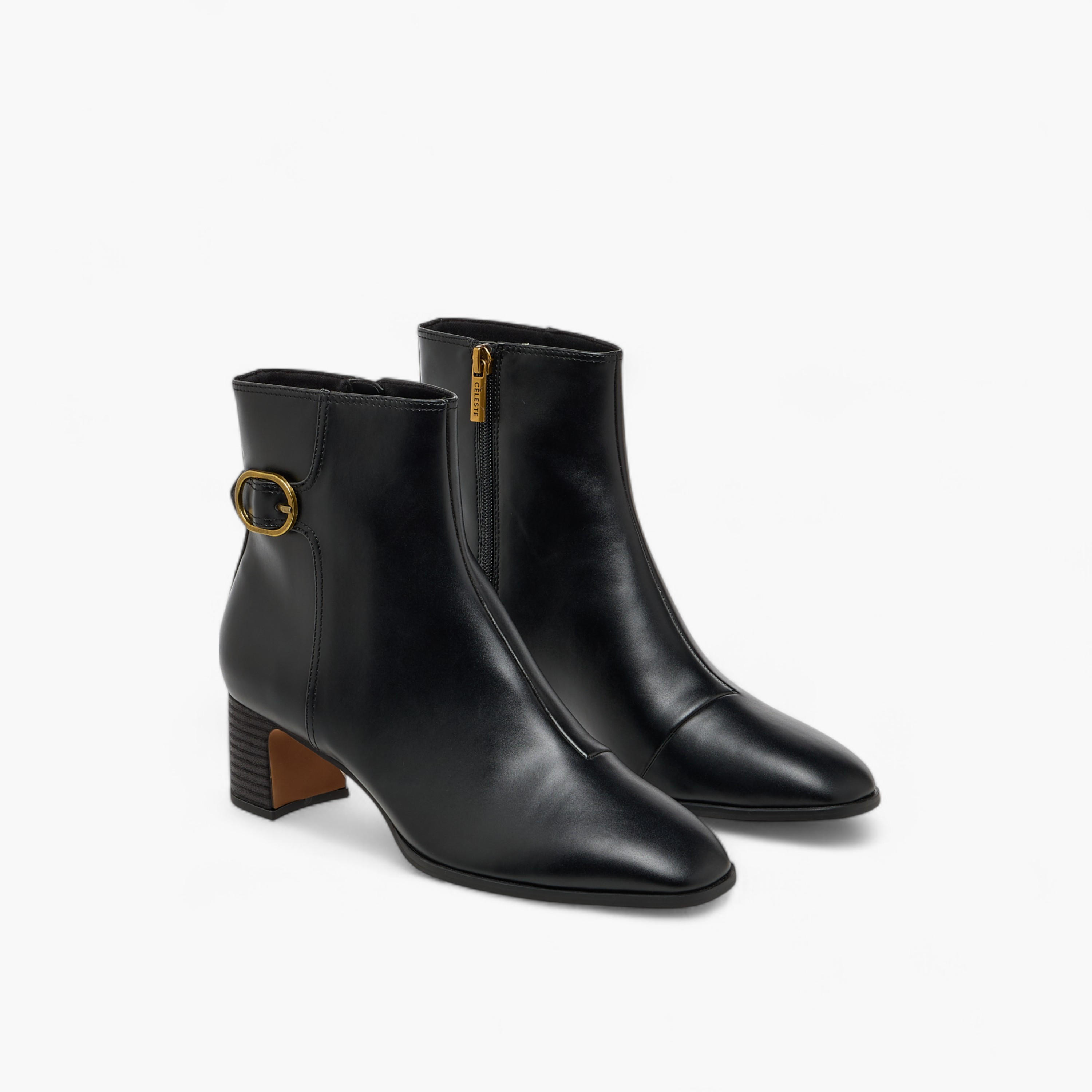 Celeste Women's Buckle Accent Ankle Boots with Block Heels and Zip Closure-women-shoes-boots-image-1
