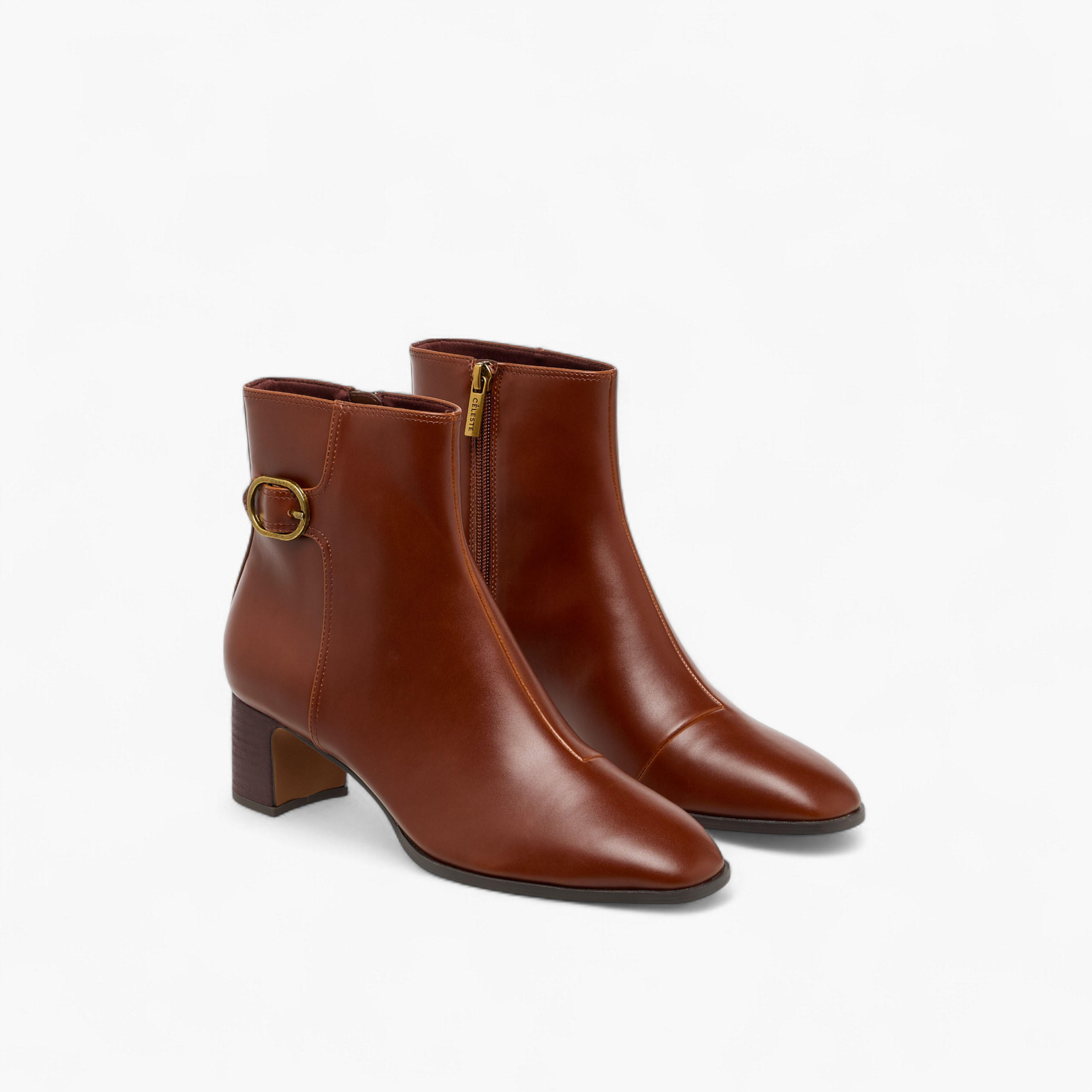 Celeste Women's Buckle Accent Ankle Boots with Block Heels and Zip Closure-women-shoes-boots-image-1