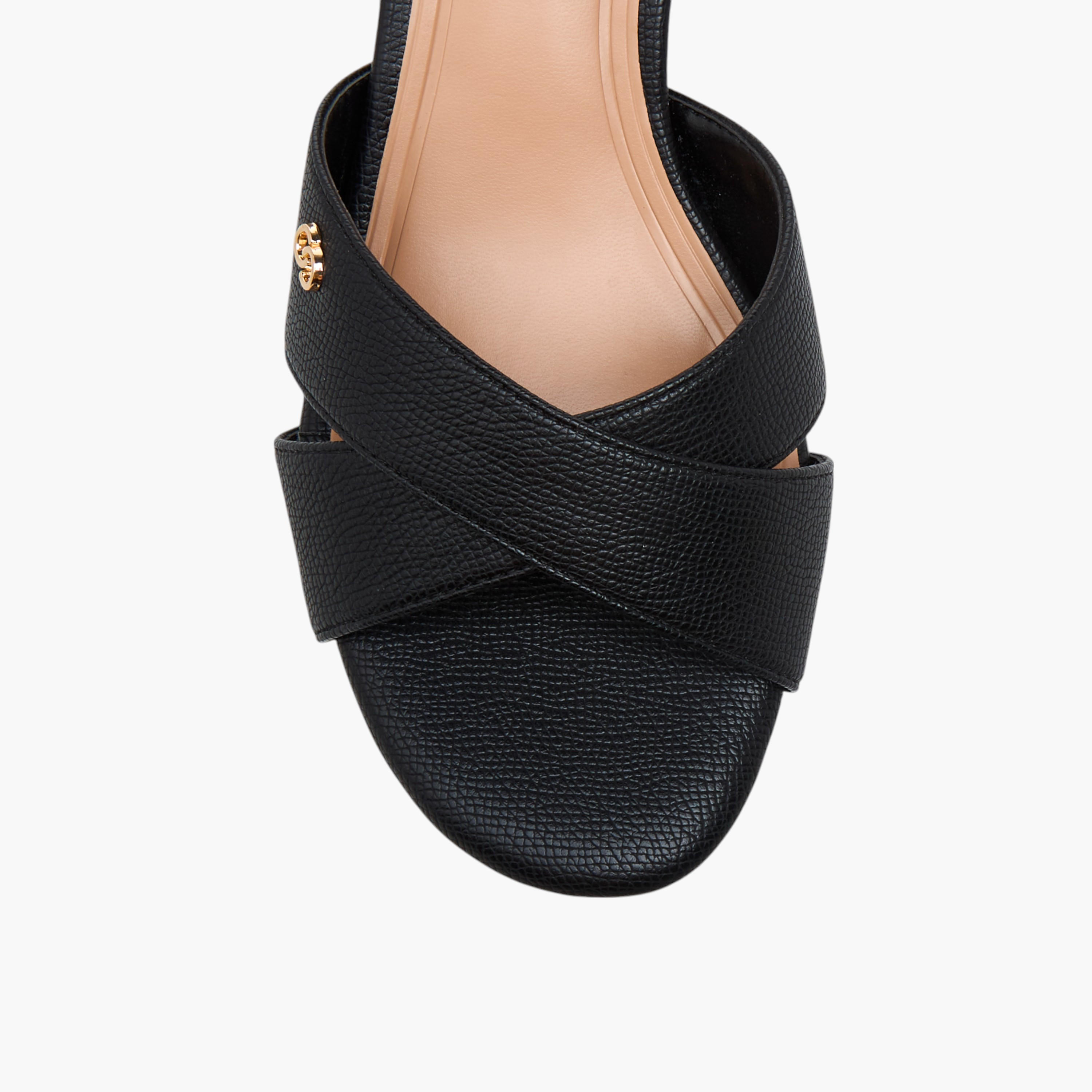 Celeste Women's Textured Cross Strap Sandals with Block Heels-women-shoes-sandals-heeled-image-4