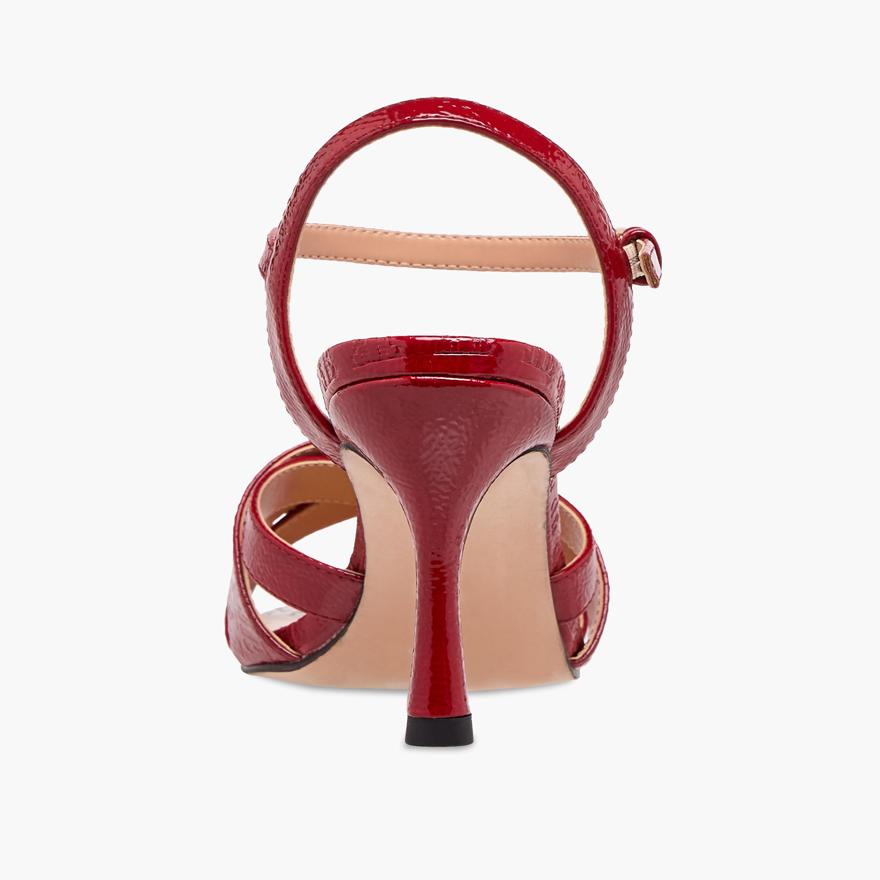 Elle Women's Monogram Embossed Sandals with Stiletto Heels and Buckle Closure-women-shoes-sandals-heeled-image-5