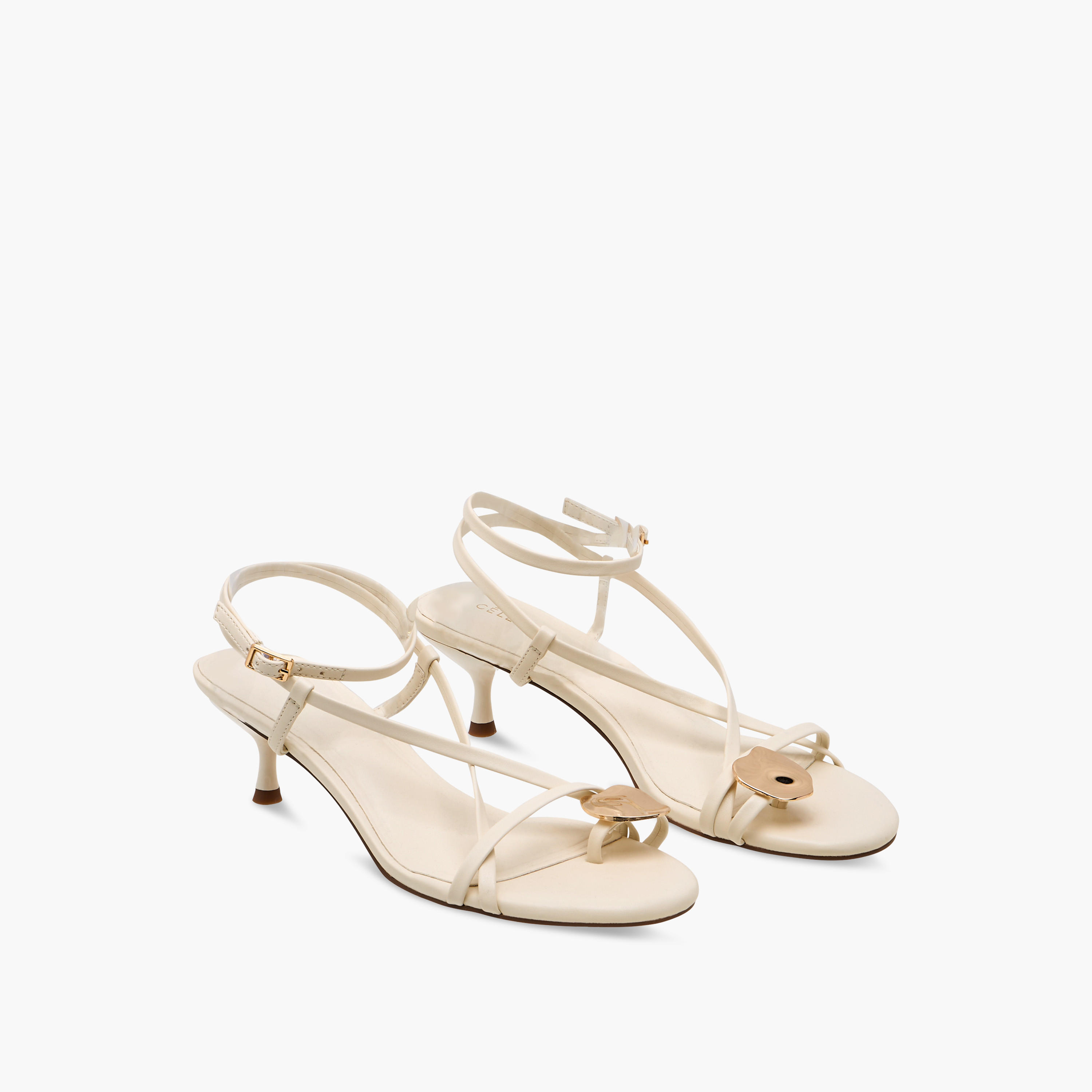 Celeste Women's Solid Slingback Sandals with Kitten Heels and Buckle Closure-women-shoes-sandals-heeled-image-1