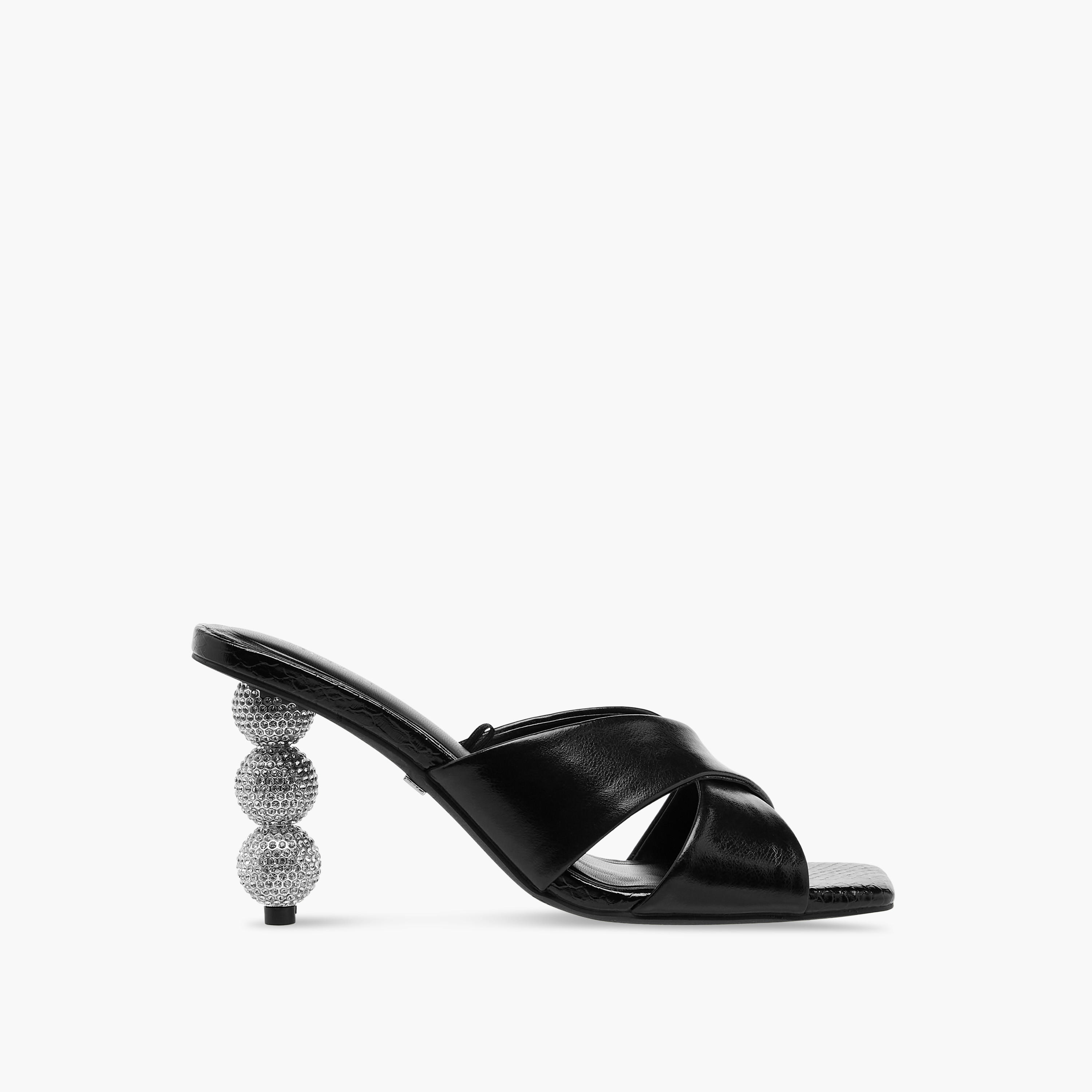 Celeste Women's Embellished Slip-On Cross Strap Sandals with Stiletto Heels-women-shoes-sandals-heeled-image-3