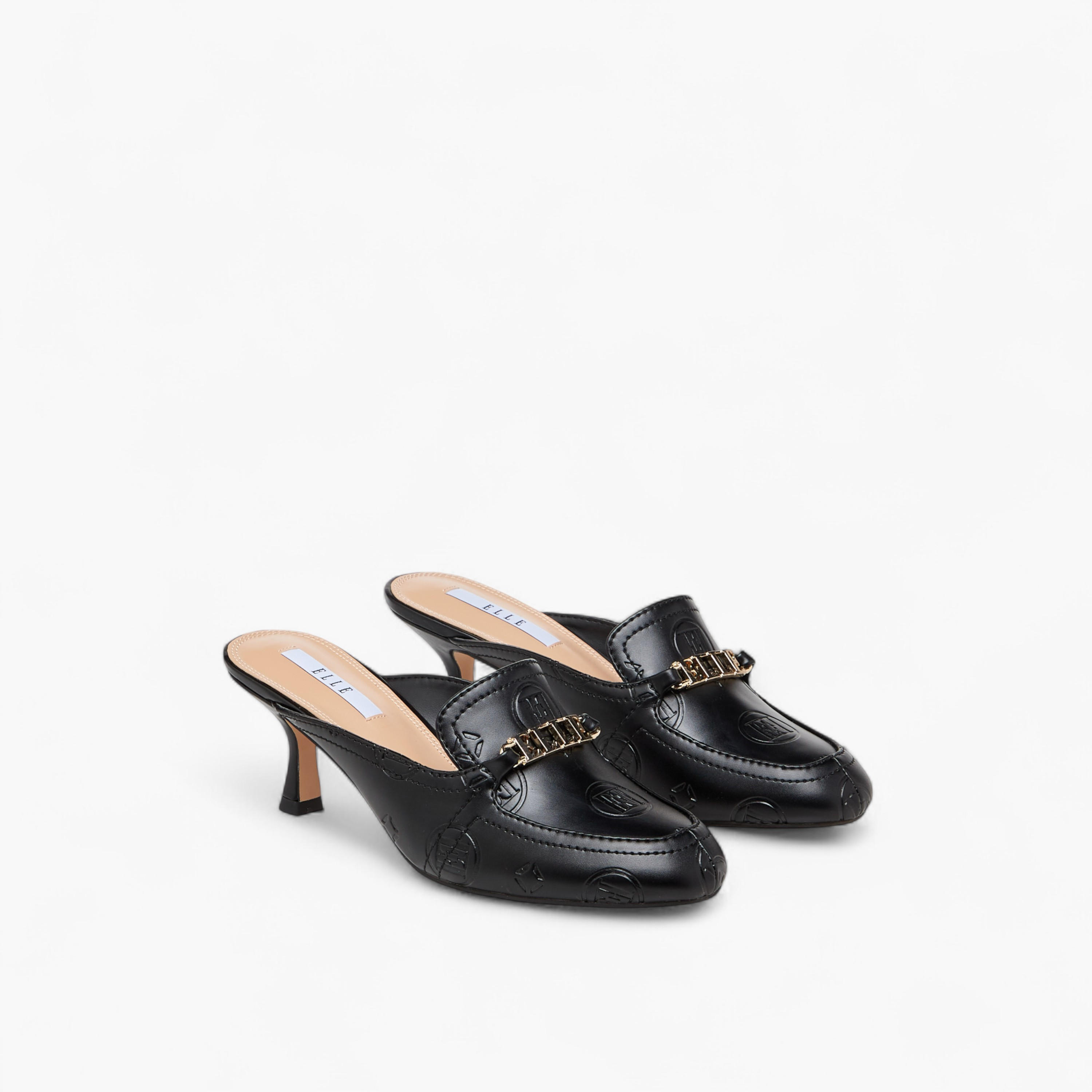 Elle Monogram Embossed Mules with Kitten Heels-women-shoes-heels-image-1