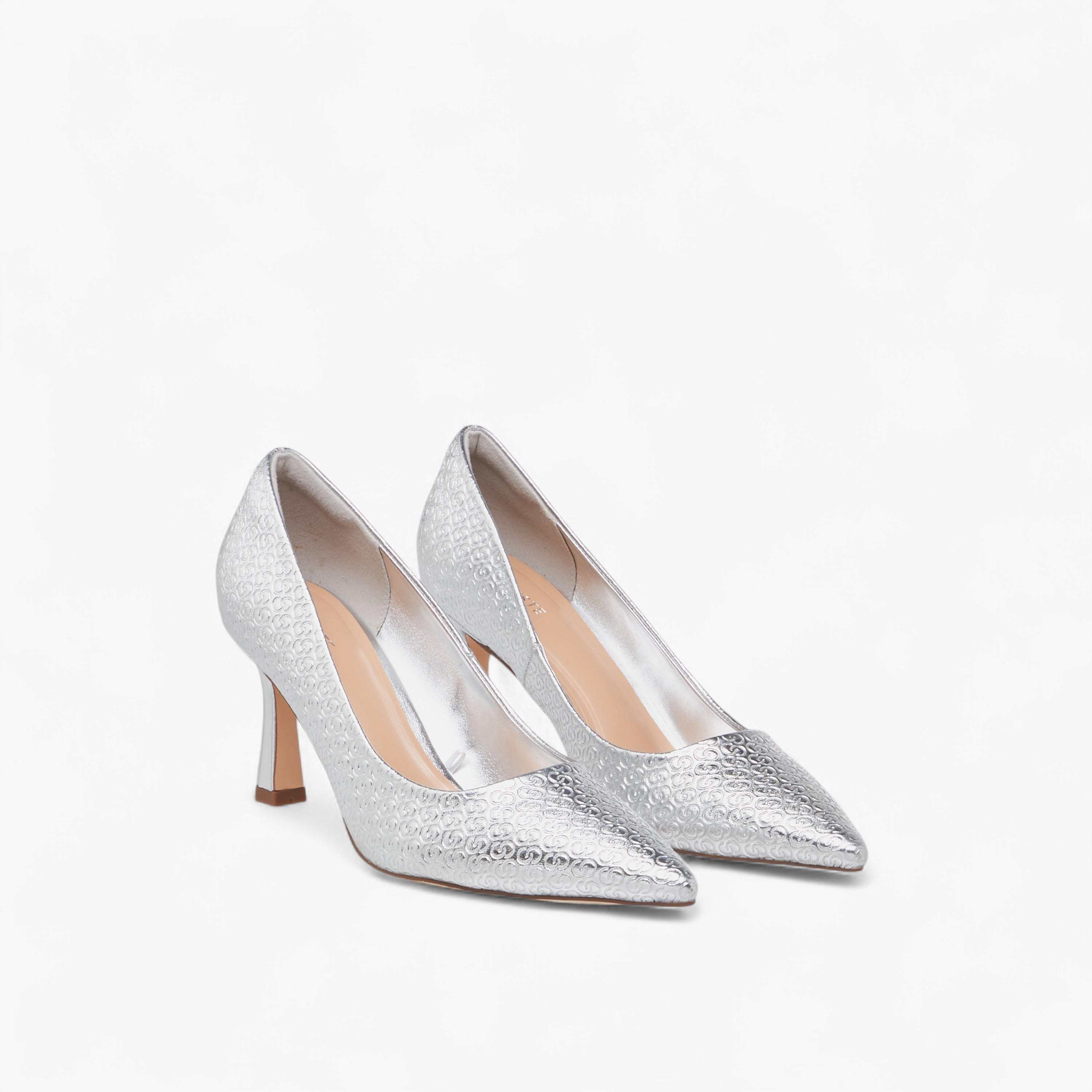 Celeste Women's Monogram Textured Slip-On Pumps with Stiletto Heels-women-shoes-heels-image-1