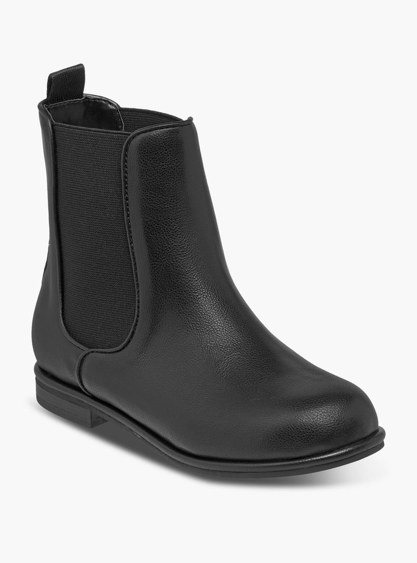 Little Missy Solid High Cut Slip-On Boots with Pull Tabs-girls-shoes-boots-image-2