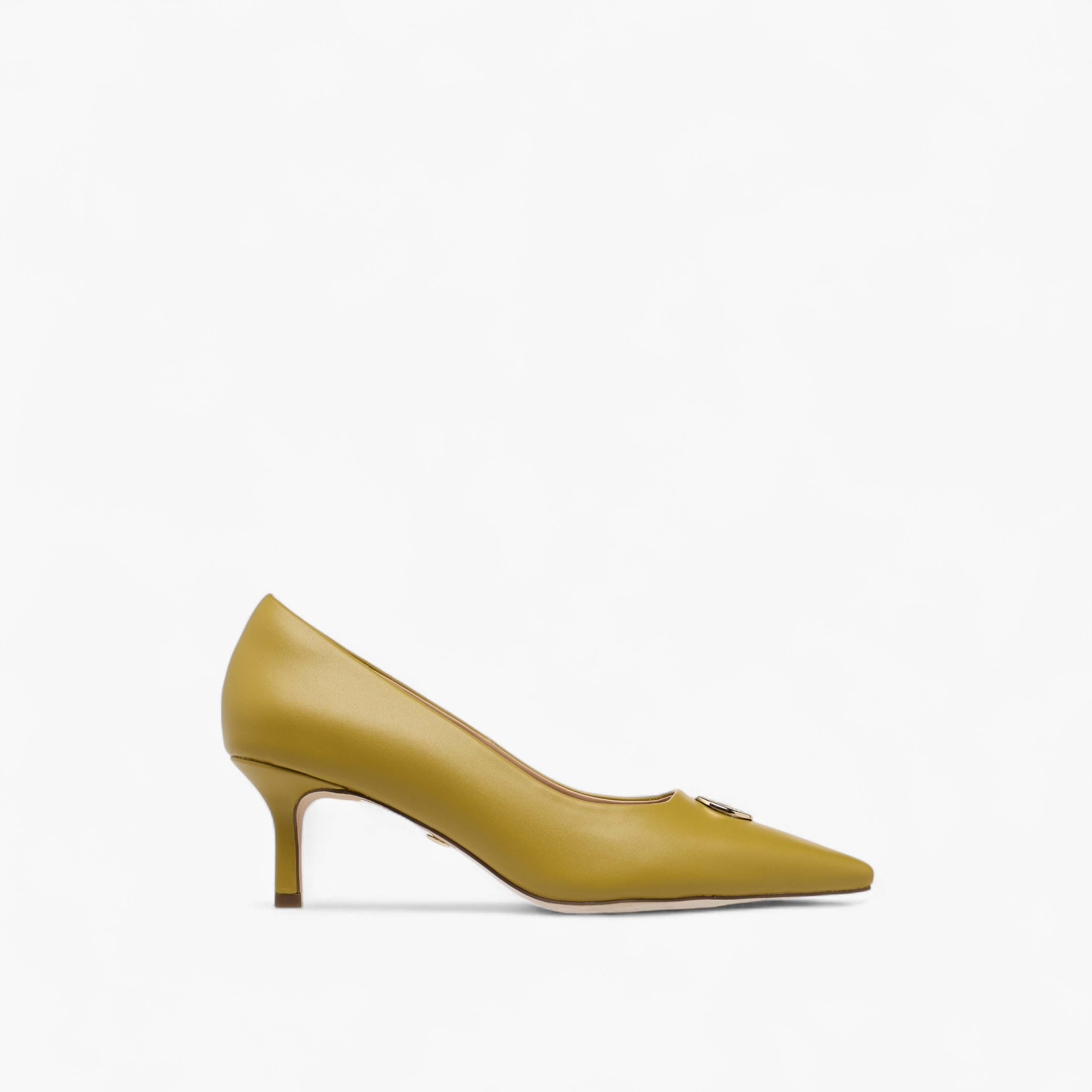 Celeste Women's Metal Accent Pointed Toe Pumps with Kitten Heels-women-shoes-heels-image-3