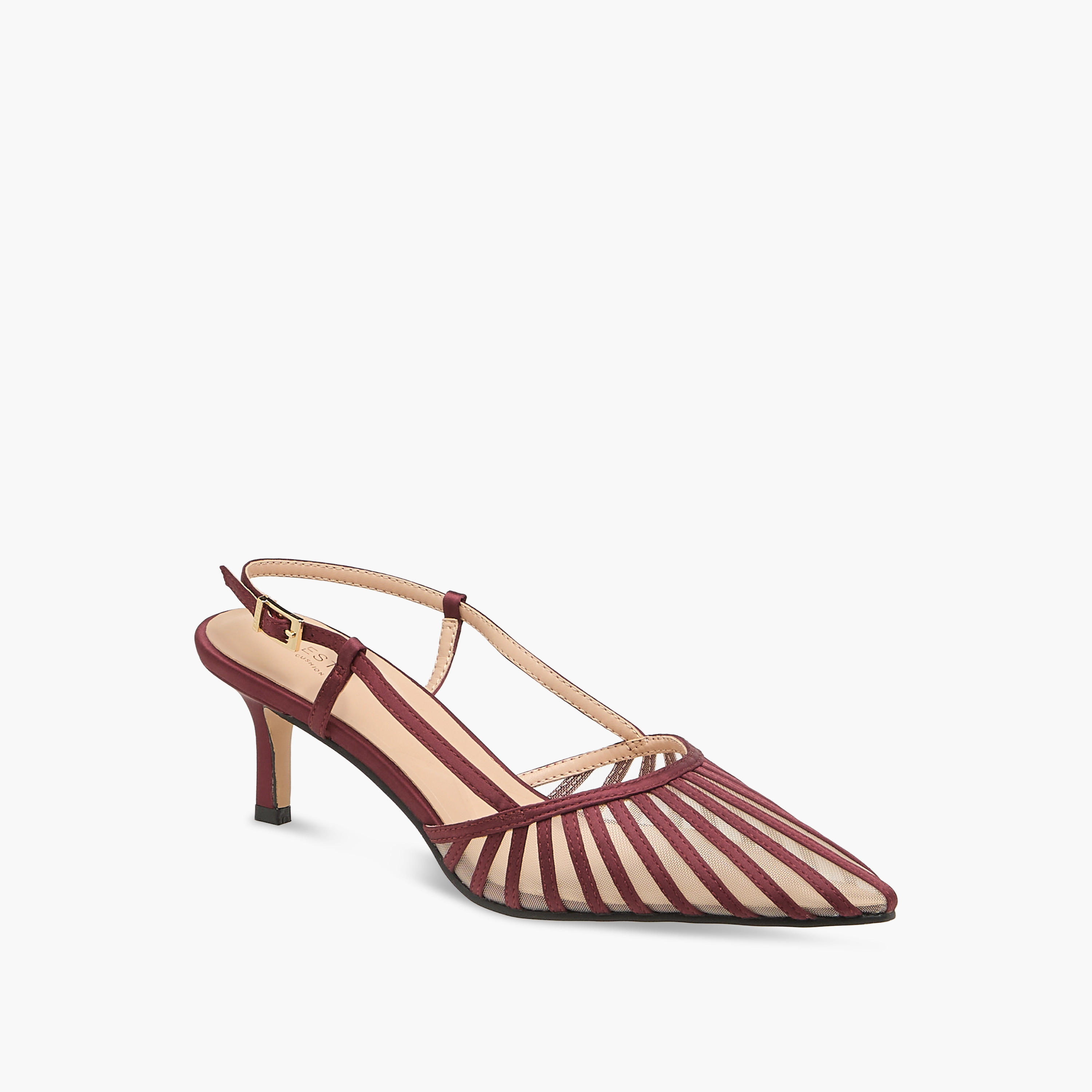 Celeste Women Striped Kitten Heel Shoes-women-shoes-heels-image-2