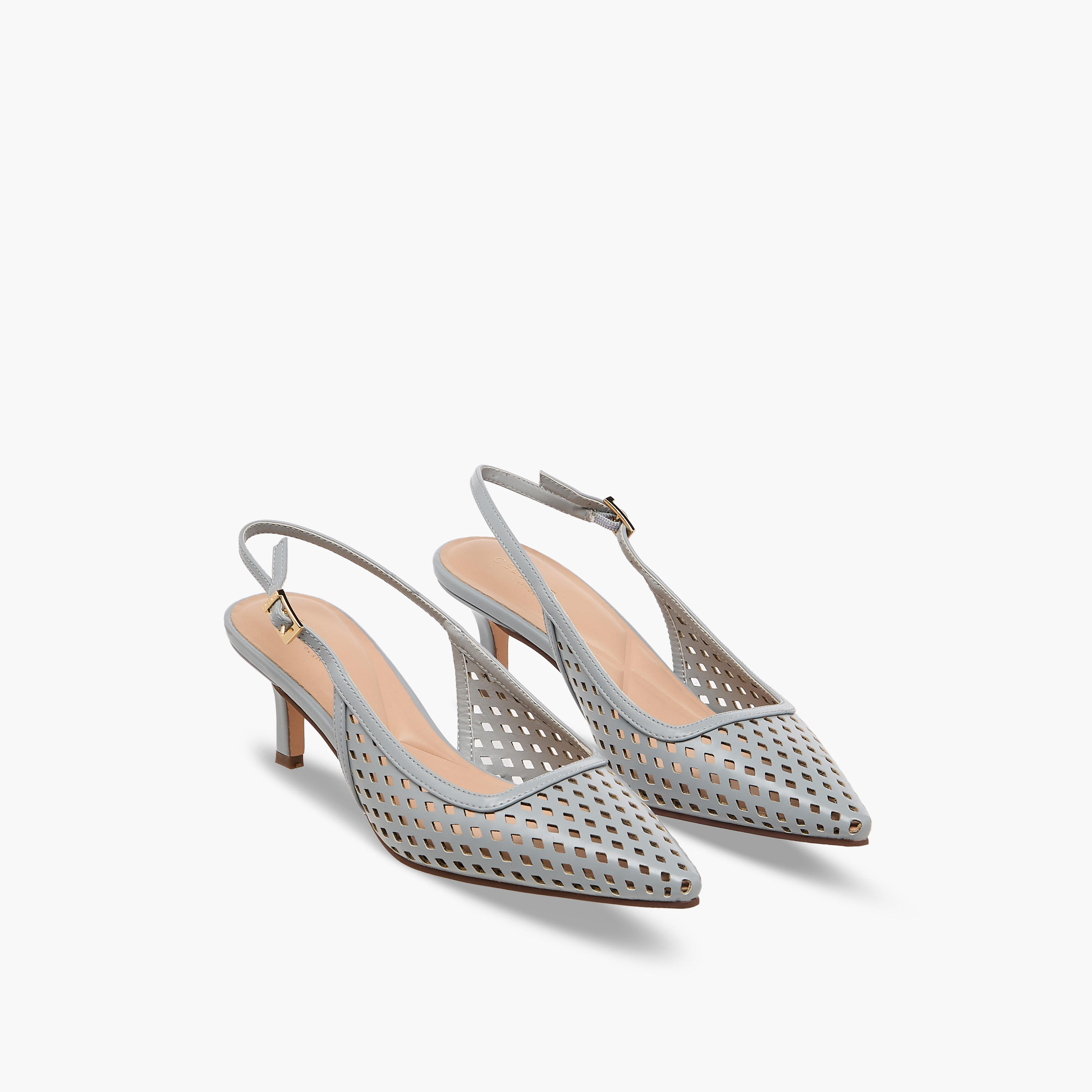 Celeste Women Laser Cut Detail Kitten Heel Slingback Shoes-women-shoes-heels-image-1