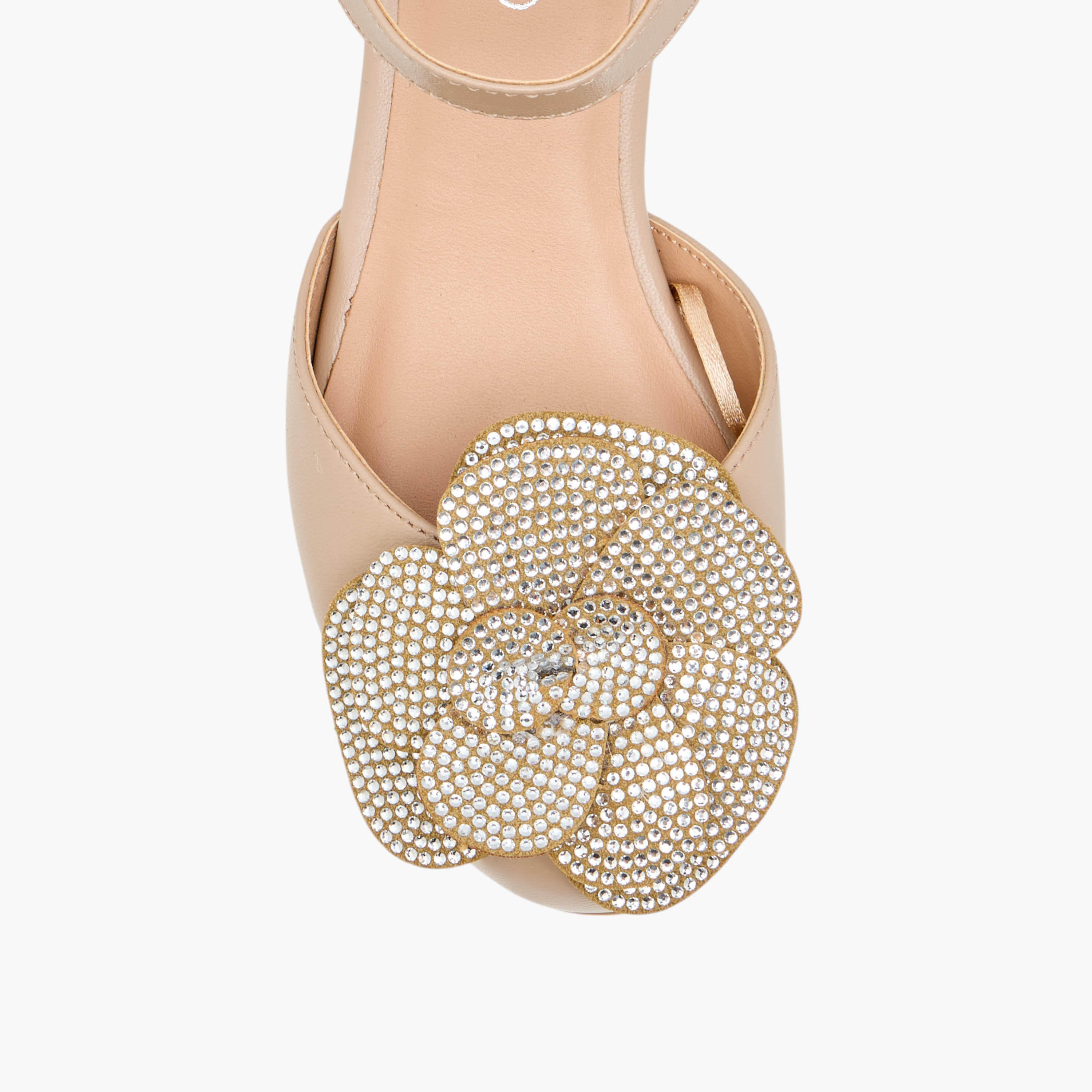 Pablosky Girls' Floral Embellished Block Heeled Sandals with Hook and Loop Closure-girls-shoes-sandals-image-4
