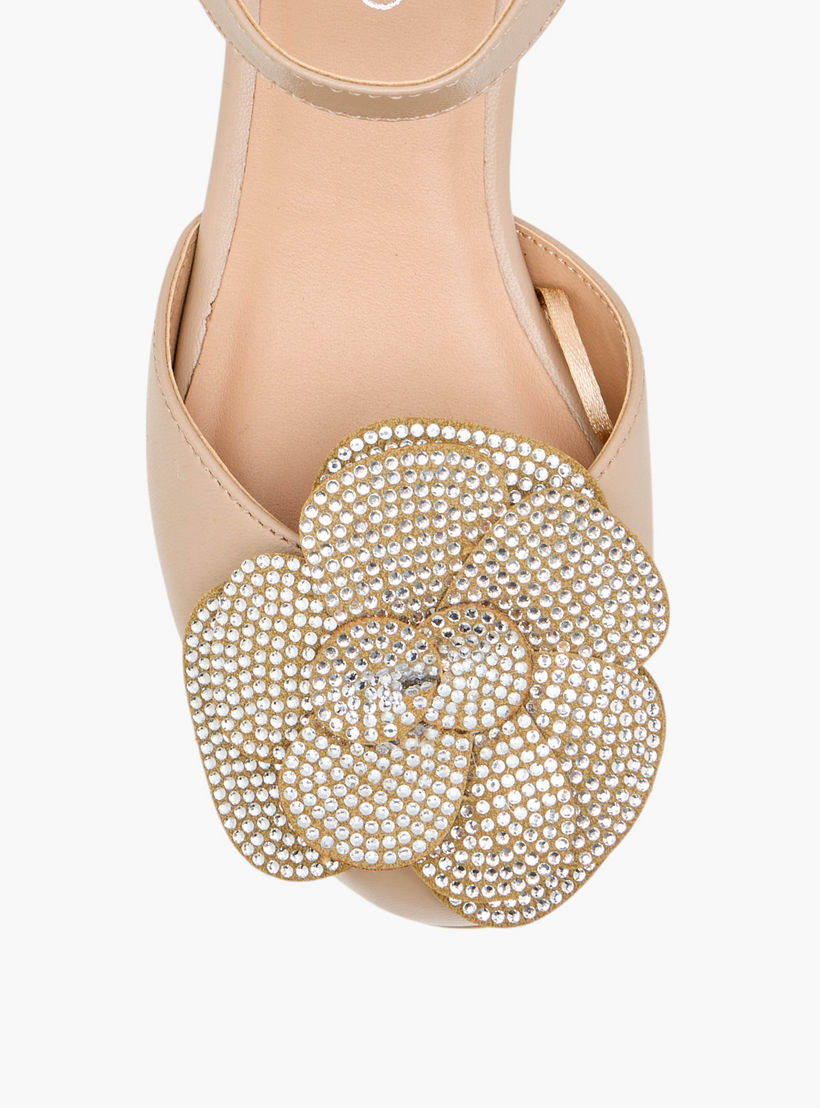Pablosky Girls' Floral Embellished Block Heeled Sandals with Hook and Loop Closure-girls-shoes-sandals-image-4