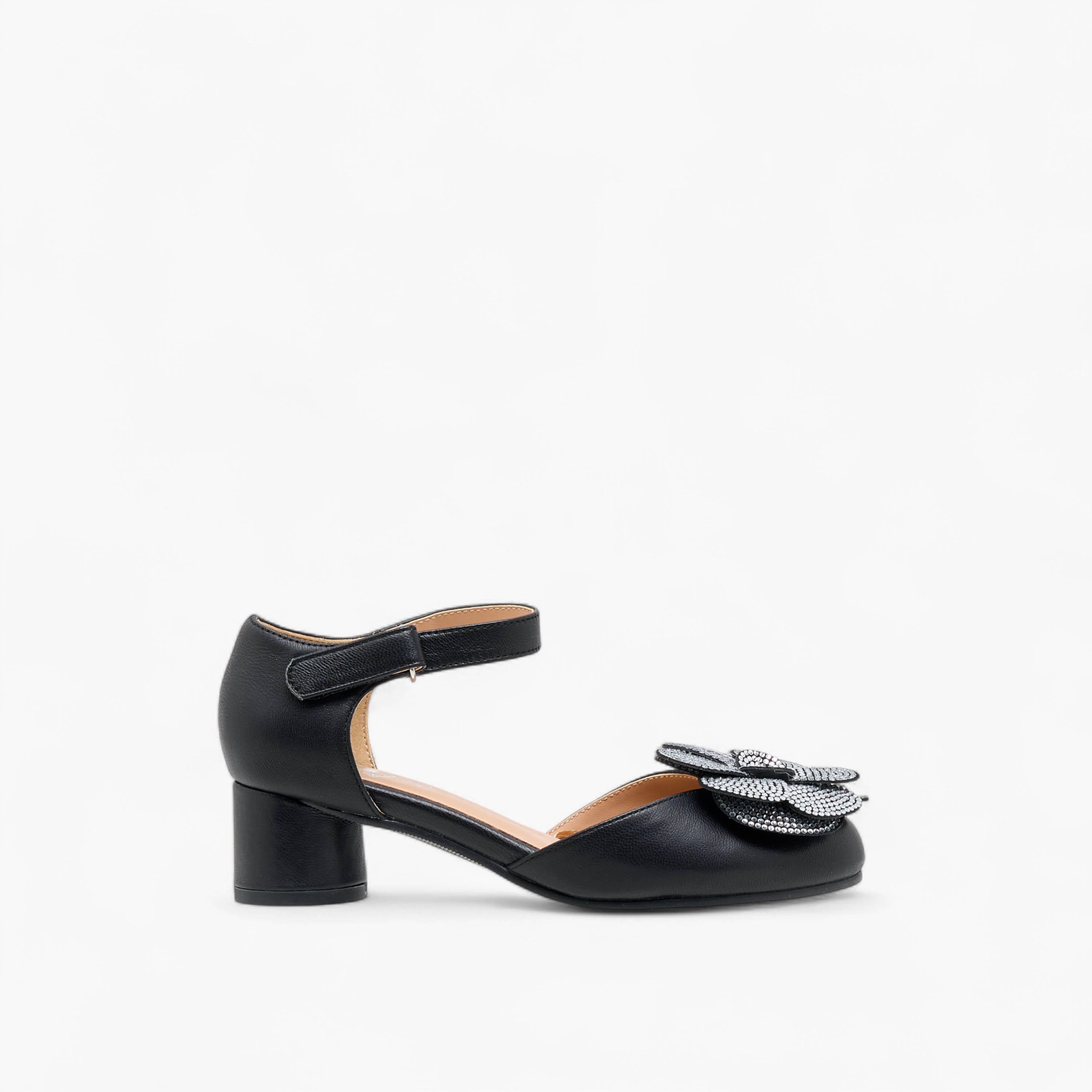 صندل بكعب سميك وشريط إغلاق لاصق وتزيينات زهرية للبنات من بابلوسكي-girls-shoes-sandals-image-3