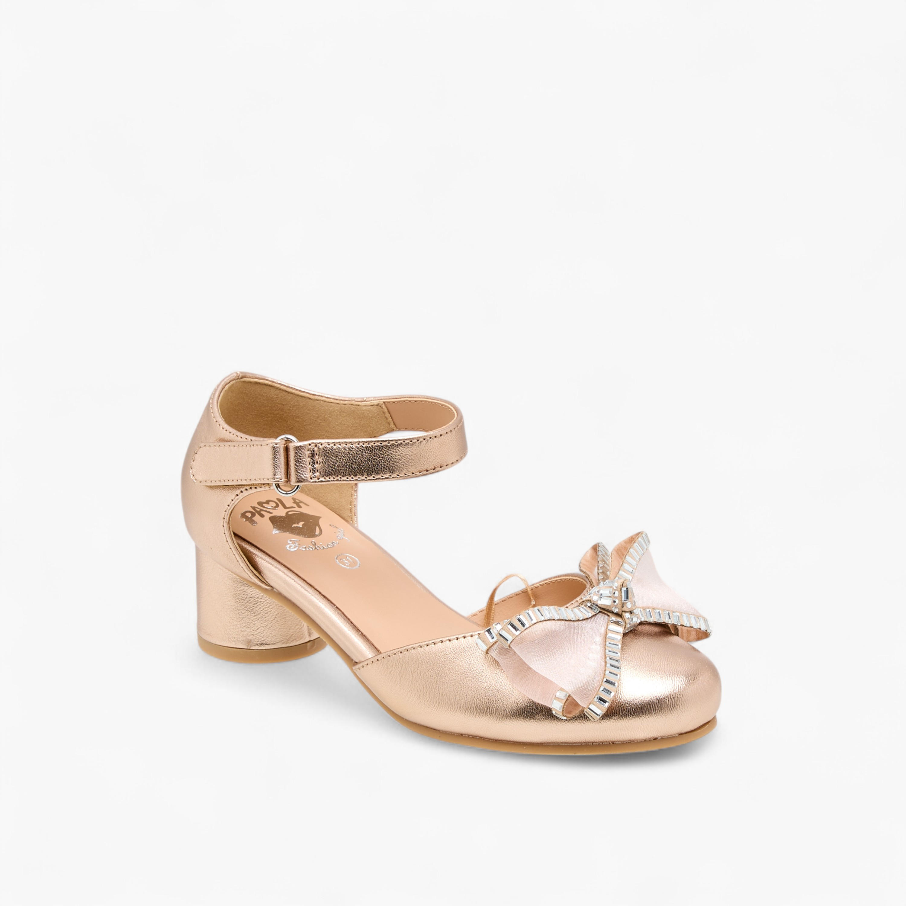 Pablosky Girls' Bow Embellished Sandals with Hook and Loop Closure-girls-shoes-sandals-image-2