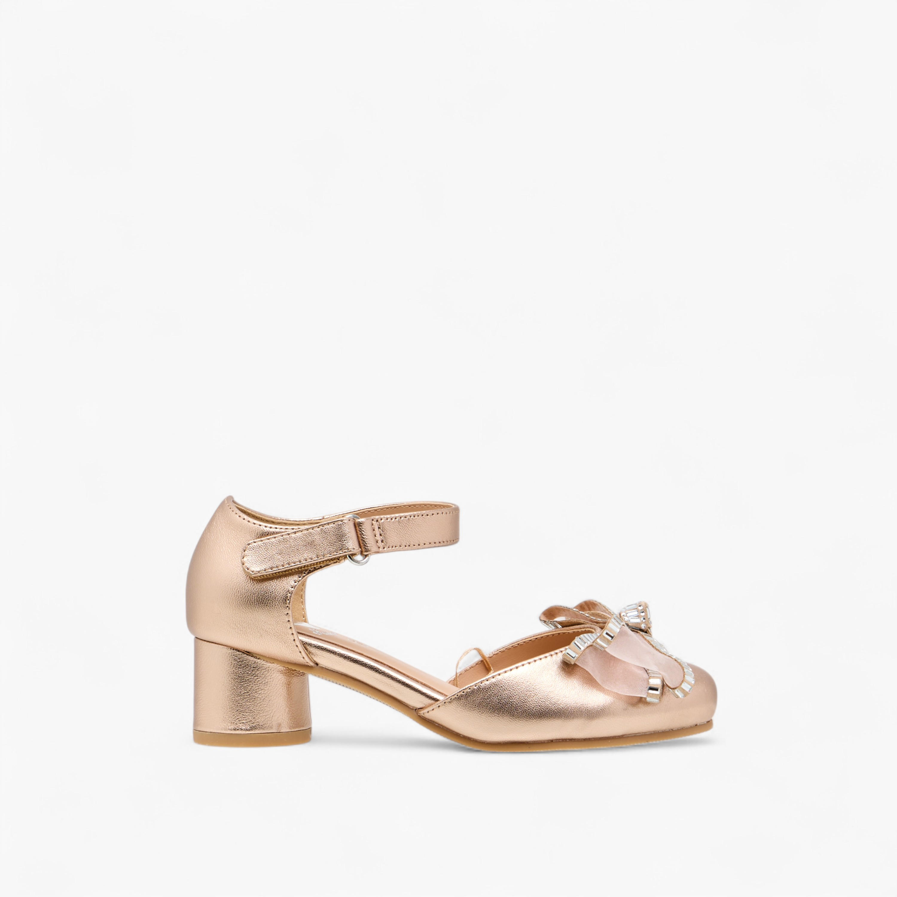 Pablosky Girls' Bow Embellished Sandals with Hook and Loop Closure-girls-shoes-sandals-image-3