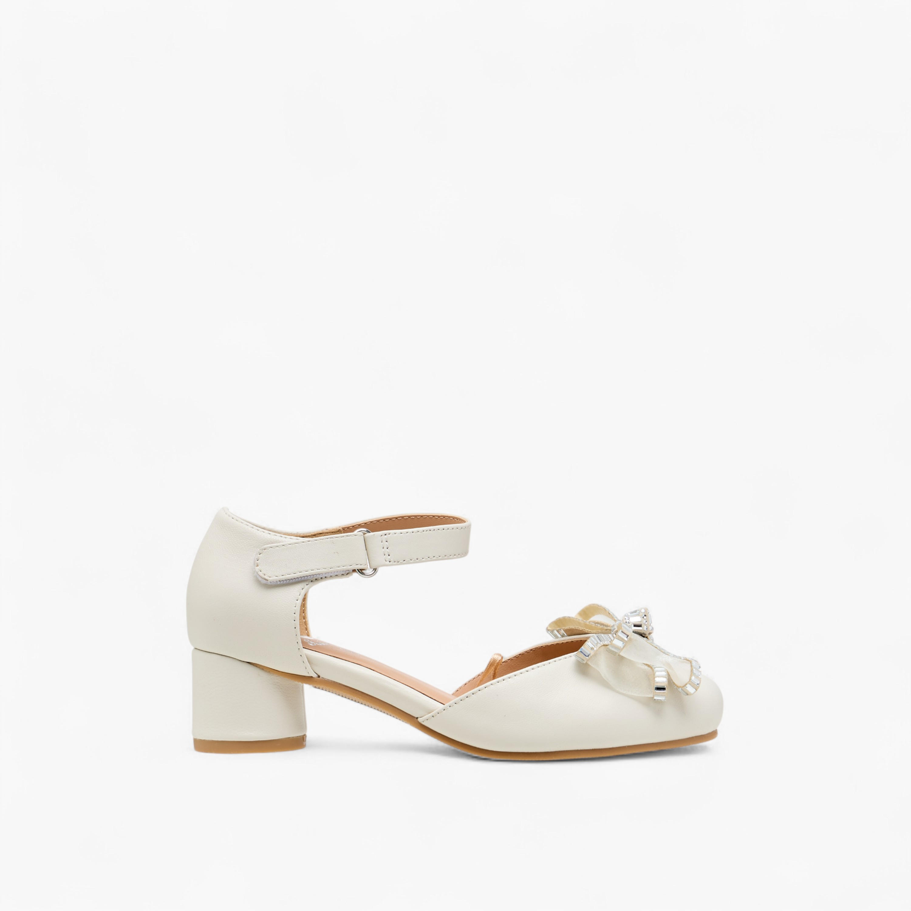 Pablosky Girls' Bow Embellished Sandals with Hook and Loop Closure-girls-shoes-sandals-image-3