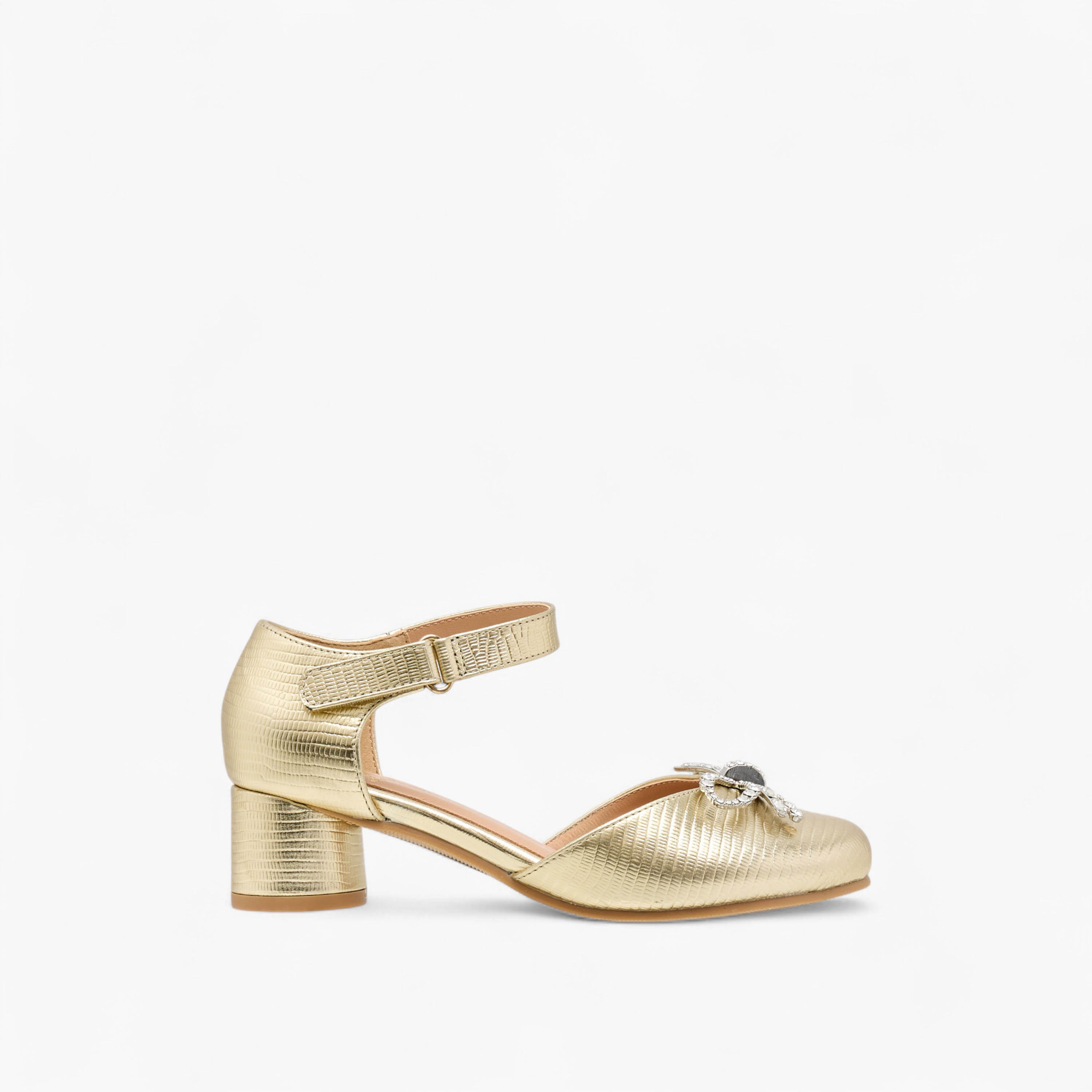 Pablosky Girls' Bow Embellished Block Heeled Sandals with Hook and Loop Closure-girls-shoes-sandals-image-3