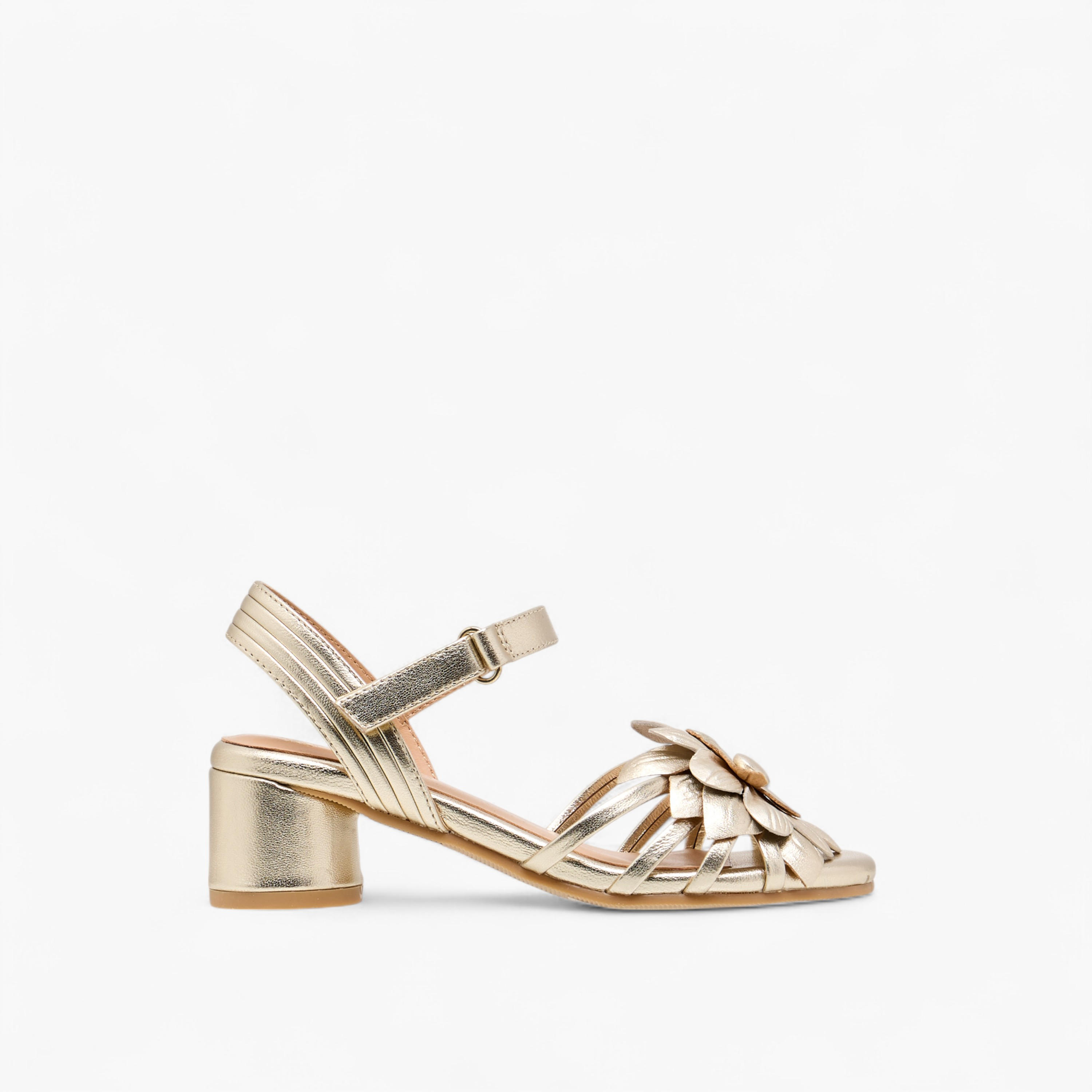 صندل بكعب سميك وشريط إغلاق لاصق وتزيينات زهرية للبنات من بابلوسكي-girls-shoes-sandals-image-3