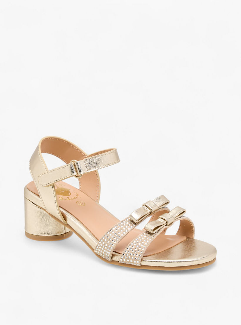 Pablosky Girls' Bow Detail Block Heeled Sandals with Hook and Loop Closure-girls-shoes-sandals-image-2