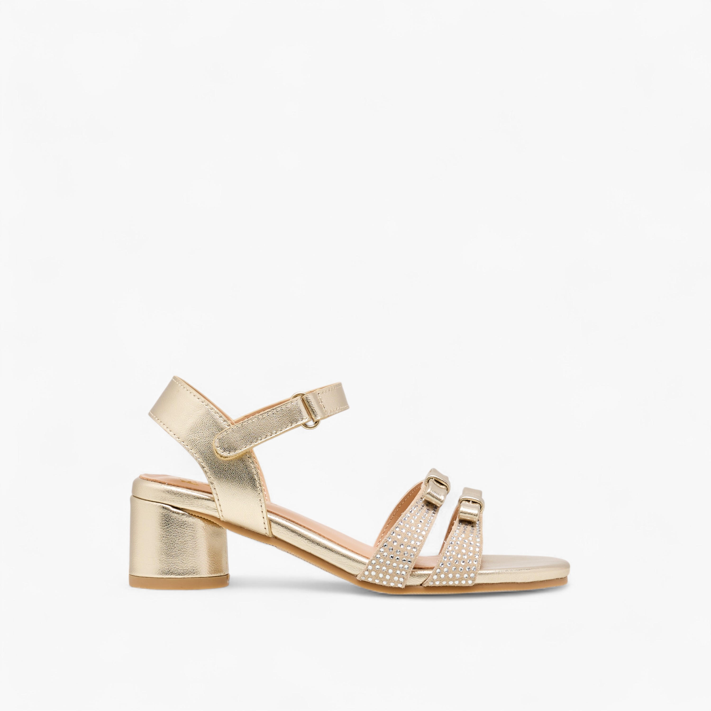 Pablosky Girls' Bow Detail Block Heeled Sandals with Hook and Loop Closure-girls-shoes-sandals-image-3