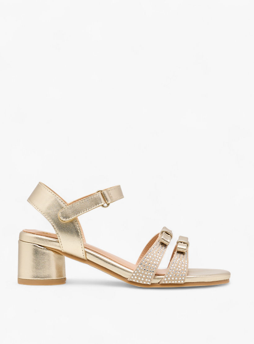 Pablosky Girls' Bow Detail Block Heeled Sandals with Hook and Loop Closure-girls-shoes-sandals-image-3