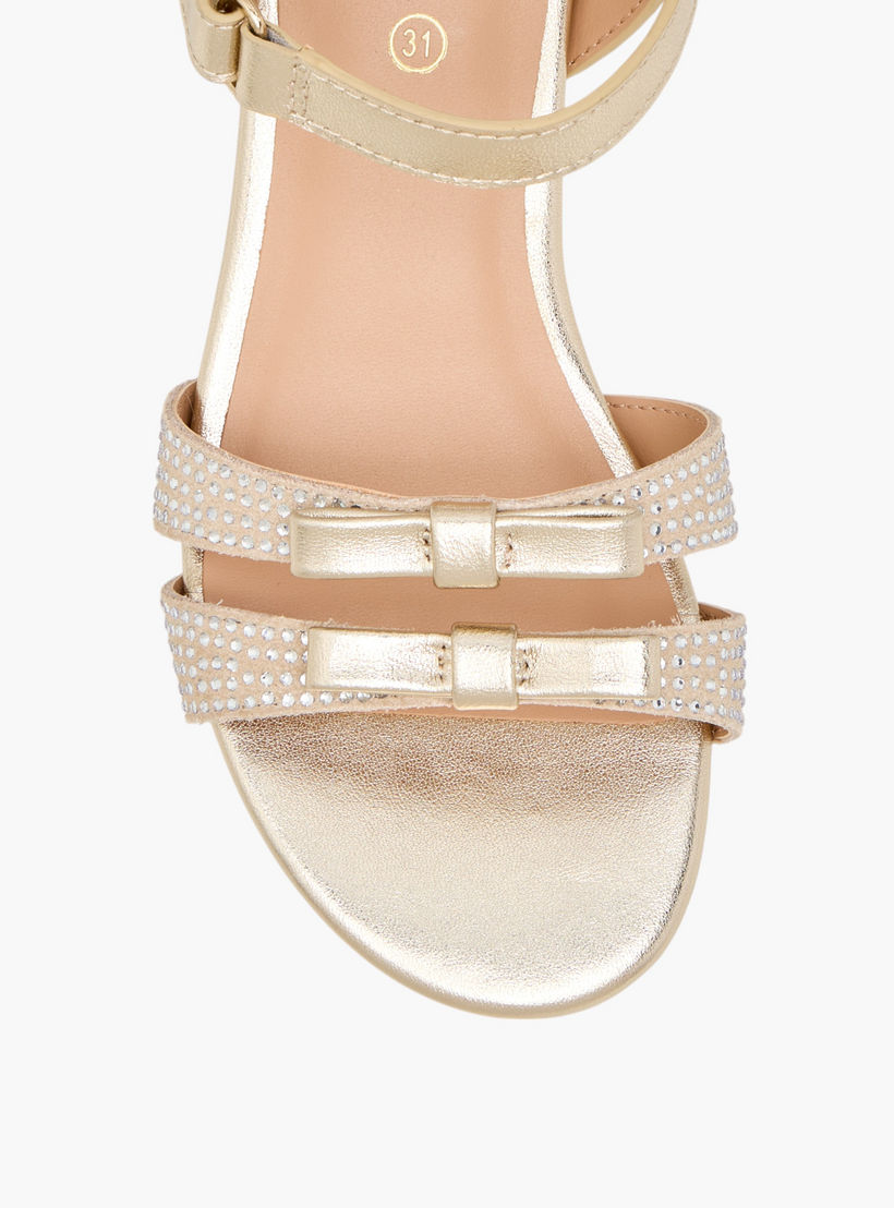 Pablosky Girls' Bow Detail Block Heeled Sandals with Hook and Loop Closure-girls-shoes-sandals-image-4