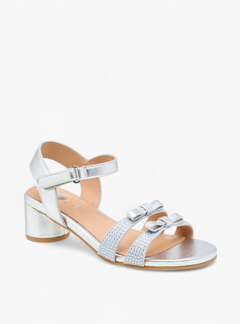 Pablosky Girls' Bow Detail Block Heeled Sandals with Hook and Loop Closure-girls-shoes-sandals-image-2