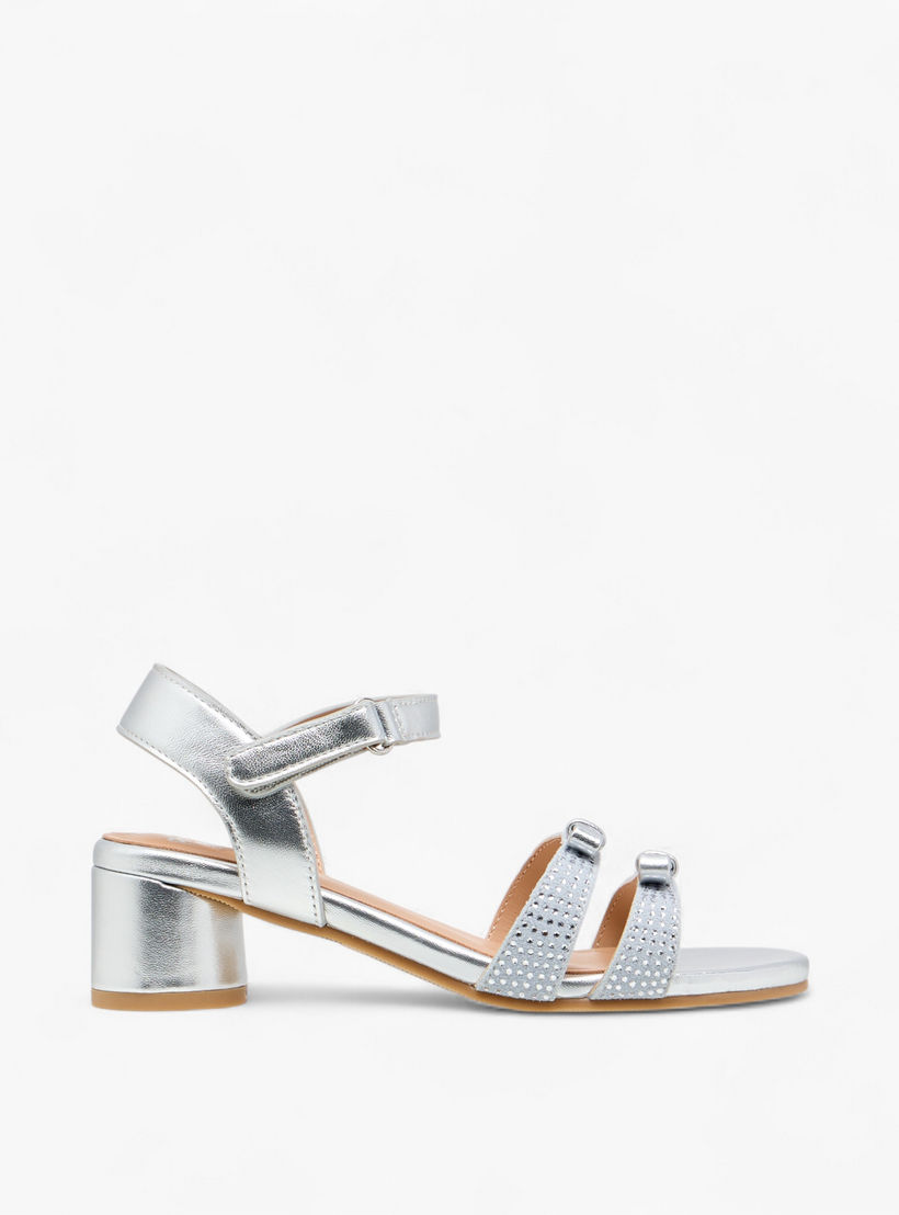 Pablosky Girls' Bow Detail Block Heeled Sandals with Hook and Loop Closure-girls-shoes-sandals-image-3