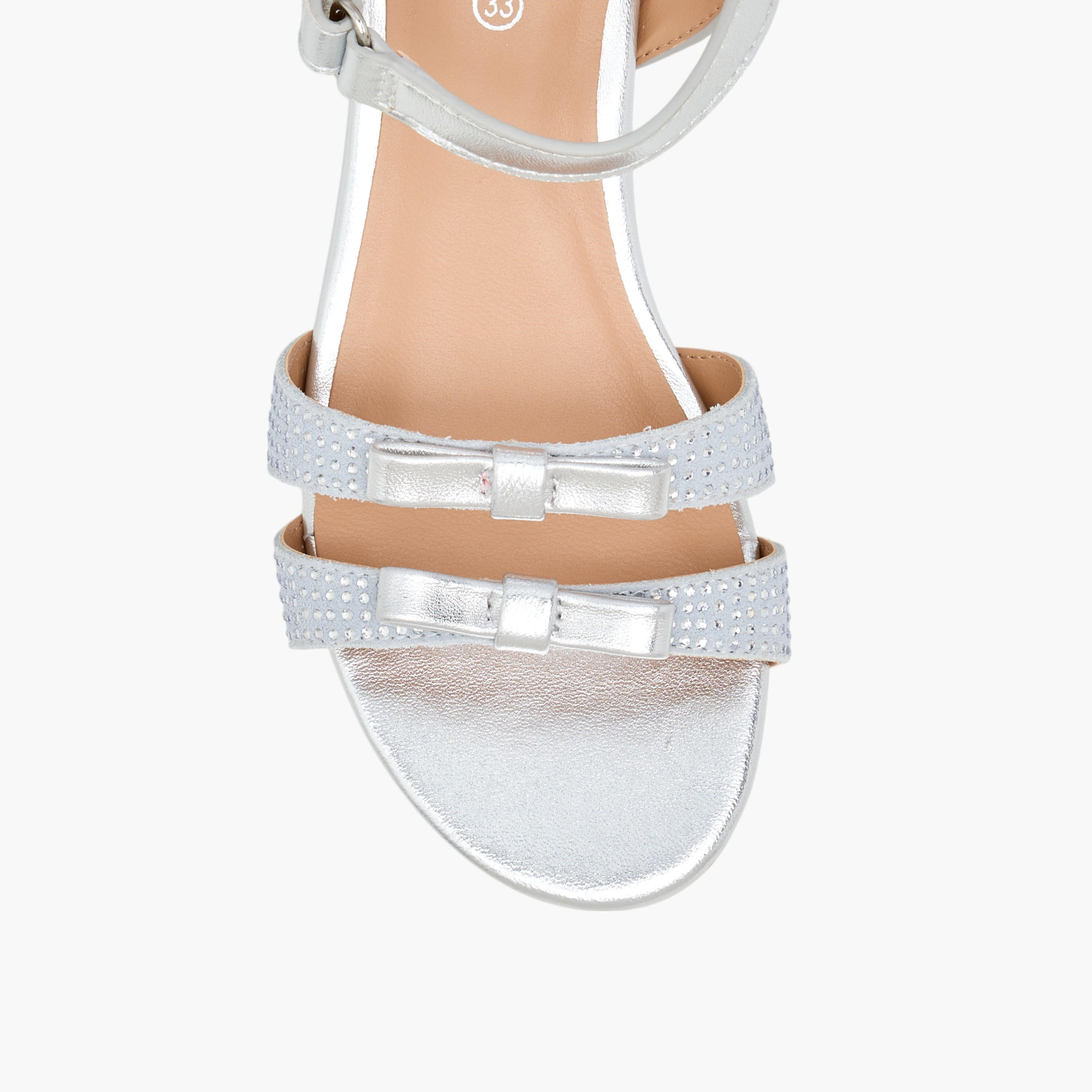 Pablosky Girls' Bow Detail Block Heeled Sandals with Hook and Loop Closure-girls-shoes-sandals-image-4