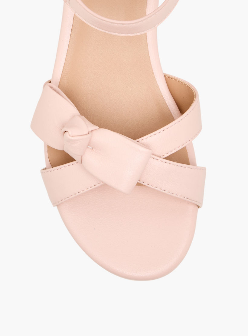 Pablosky Girls' Bow Detail Block Heeled Sandals with Hook and Loop Closure-girls-shoes-sandals-image-4