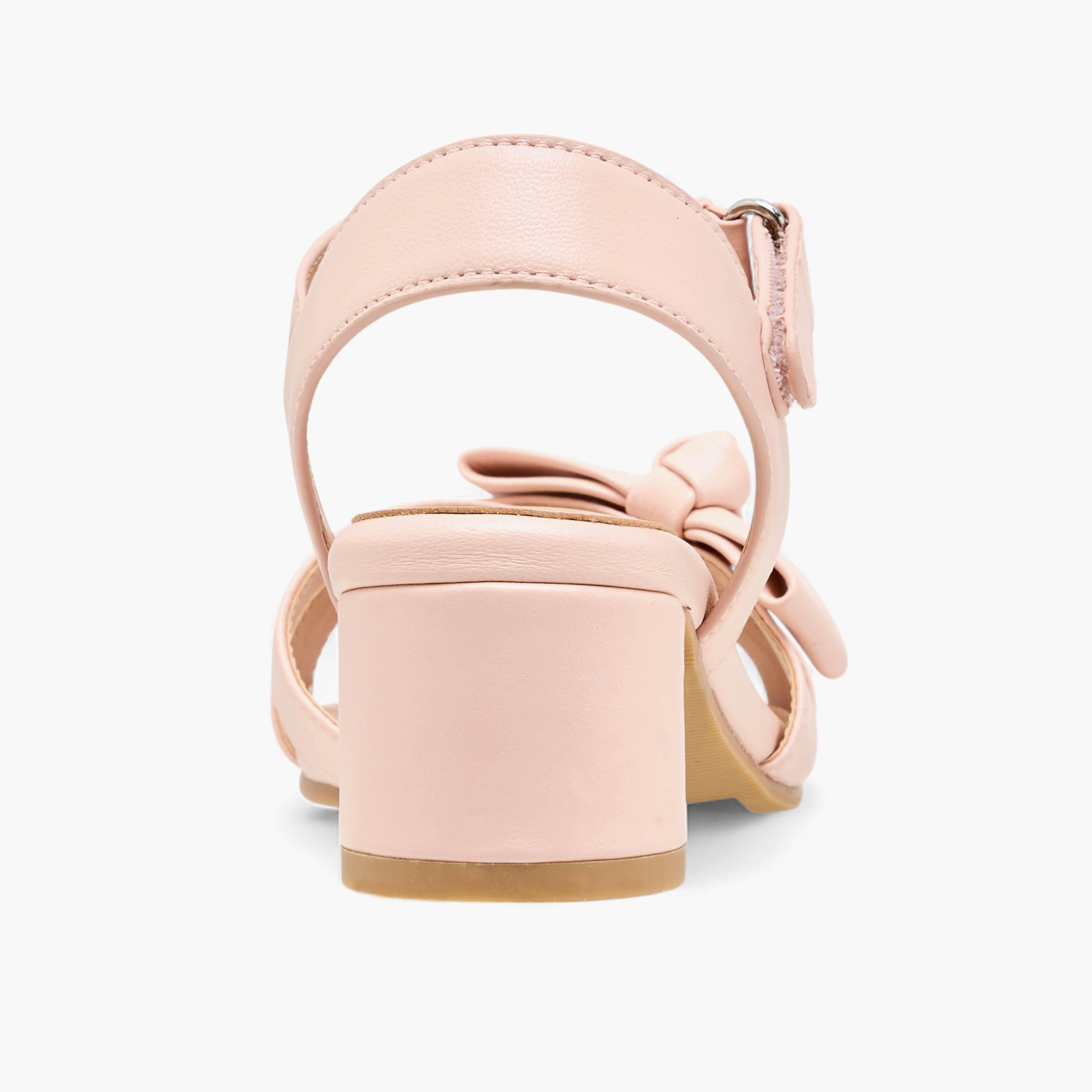 Pablosky Girls' Bow Detail Block Heeled Sandals with Hook and Loop Closure-girls-shoes-sandals-image-5