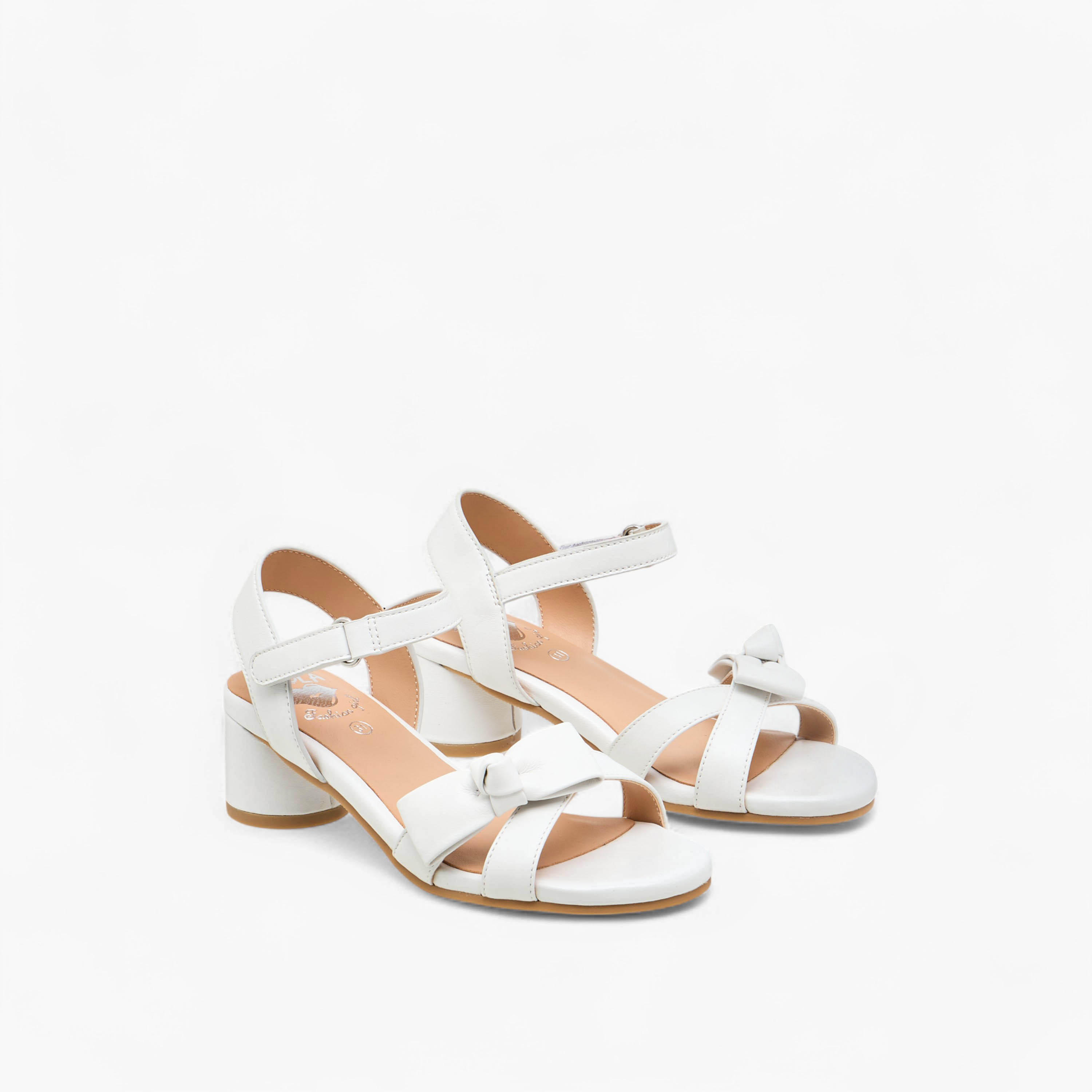 صندل بفيونكة وكعب سميك وشريط إغلاق لاصق للبنات من بابلوسكي-girls-shoes-sandals-image-1