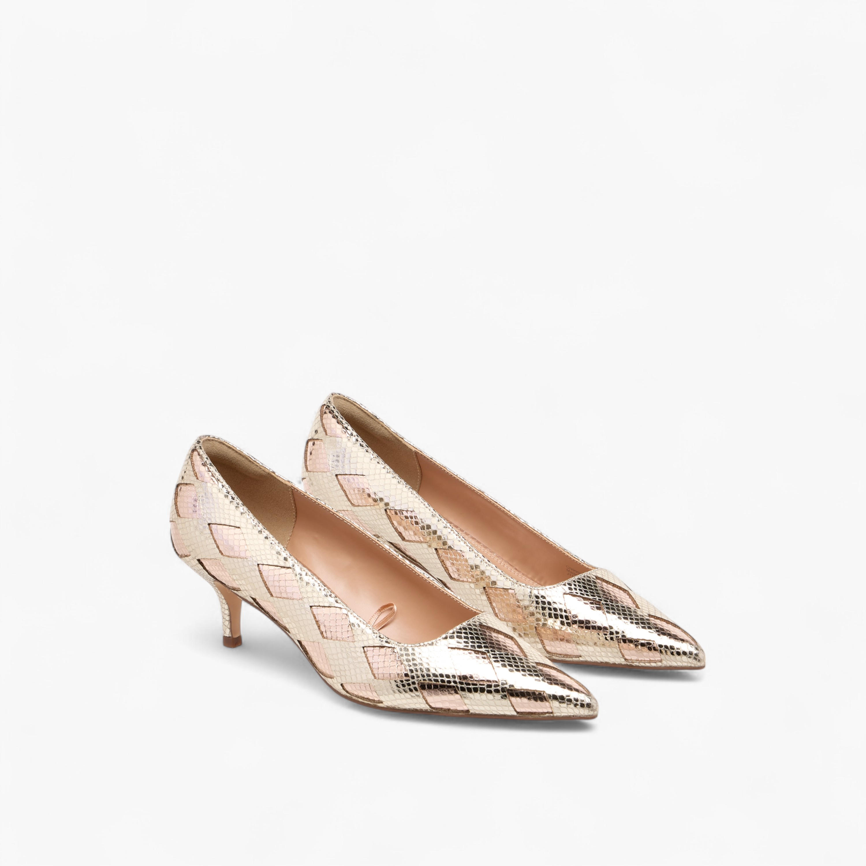 Elle Women's Textured Pointed Toe Pumps with Kitten Heels-women-shoes-heels-image-1