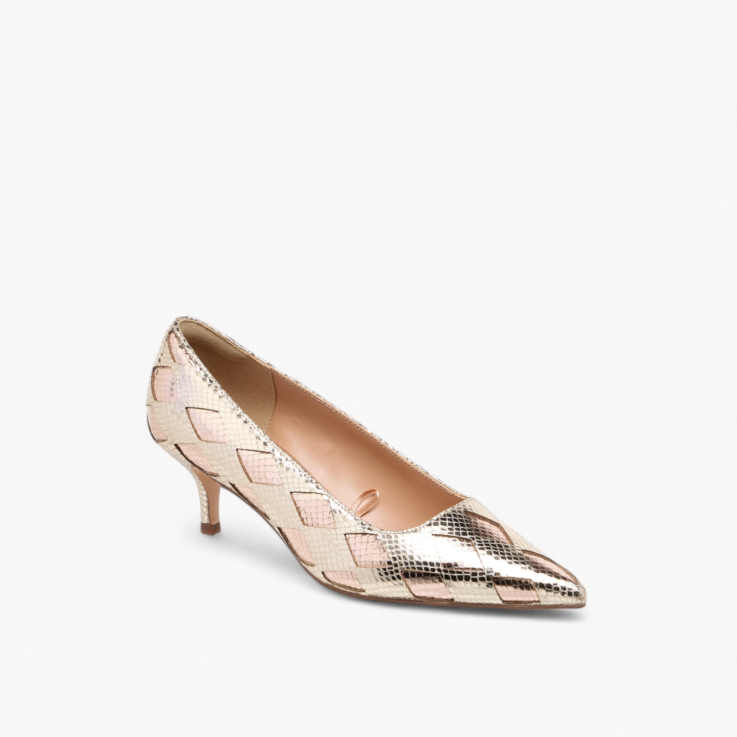 Elle Women's Textured Pointed Toe Pumps with Kitten Heels-women-shoes-heels-image-2