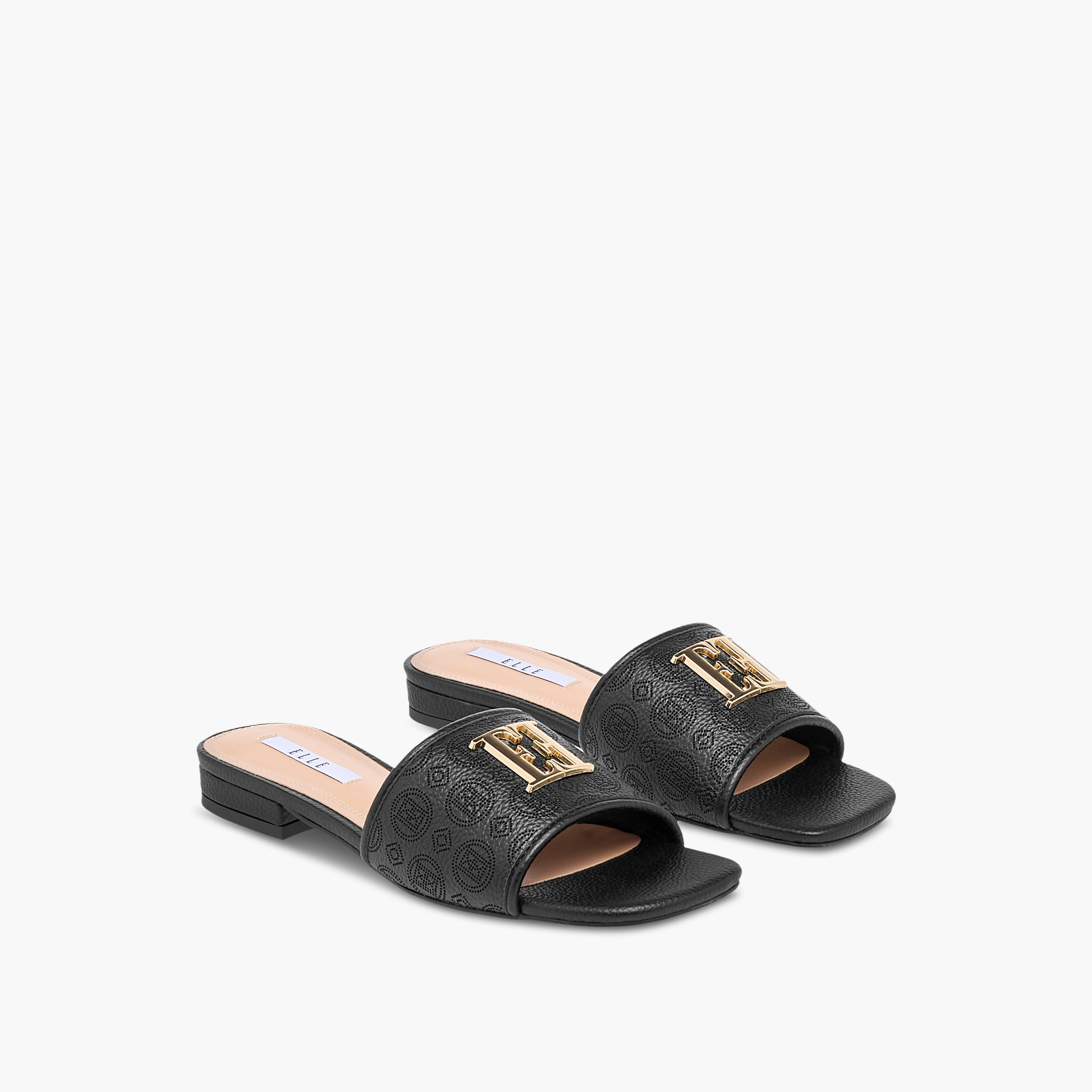 Elle Women's Laser Cut Detail Slip-On Flat Sandals-women-shoes-flats-sandals-image-1