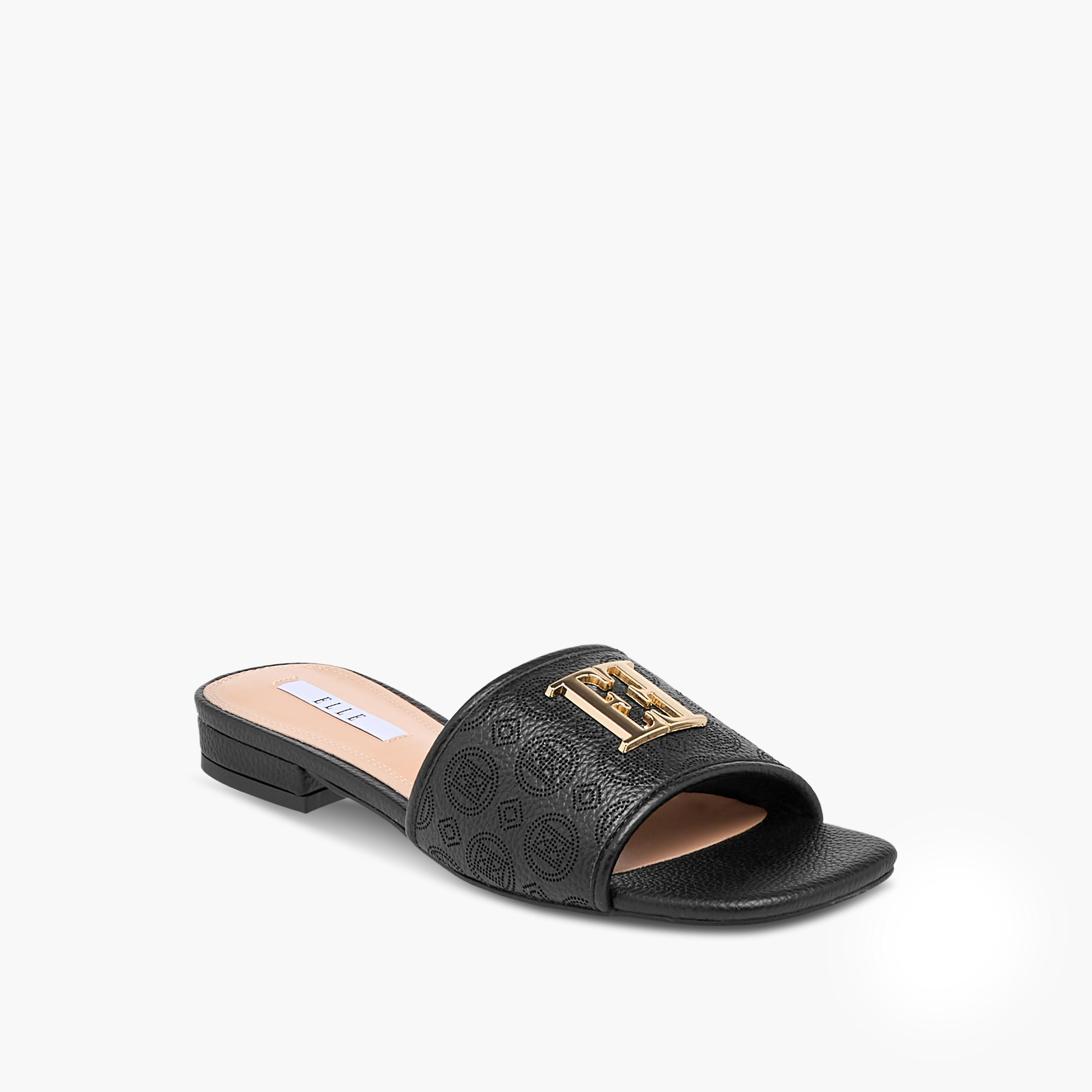 Elle Women's Laser Cut Detail Slip-On Flat Sandals-women-shoes-flats-sandals-image-2
