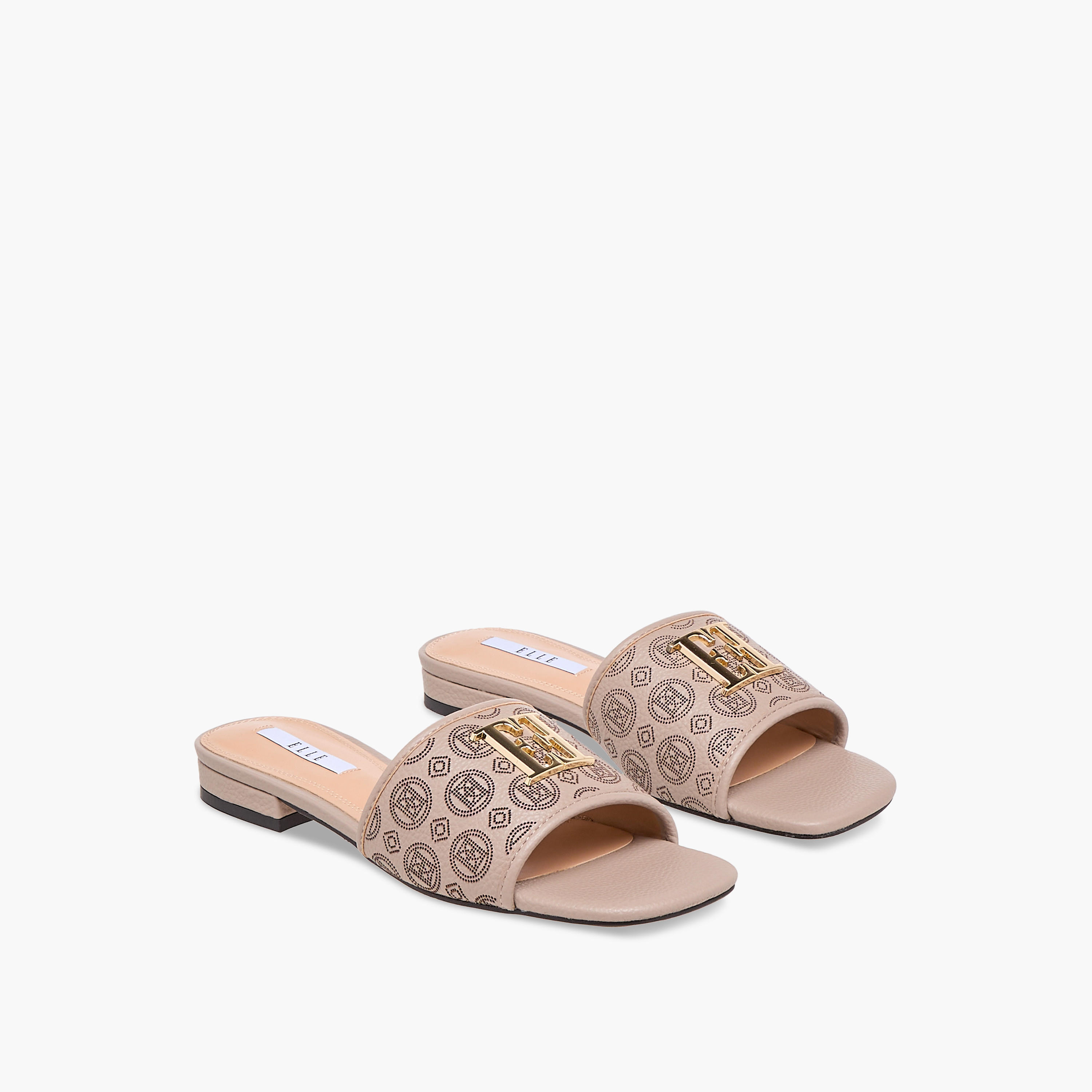 Elle Women's Laser Cut Detail Slip-On Flat Sandals-women-shoes-flats-sandals-image-1