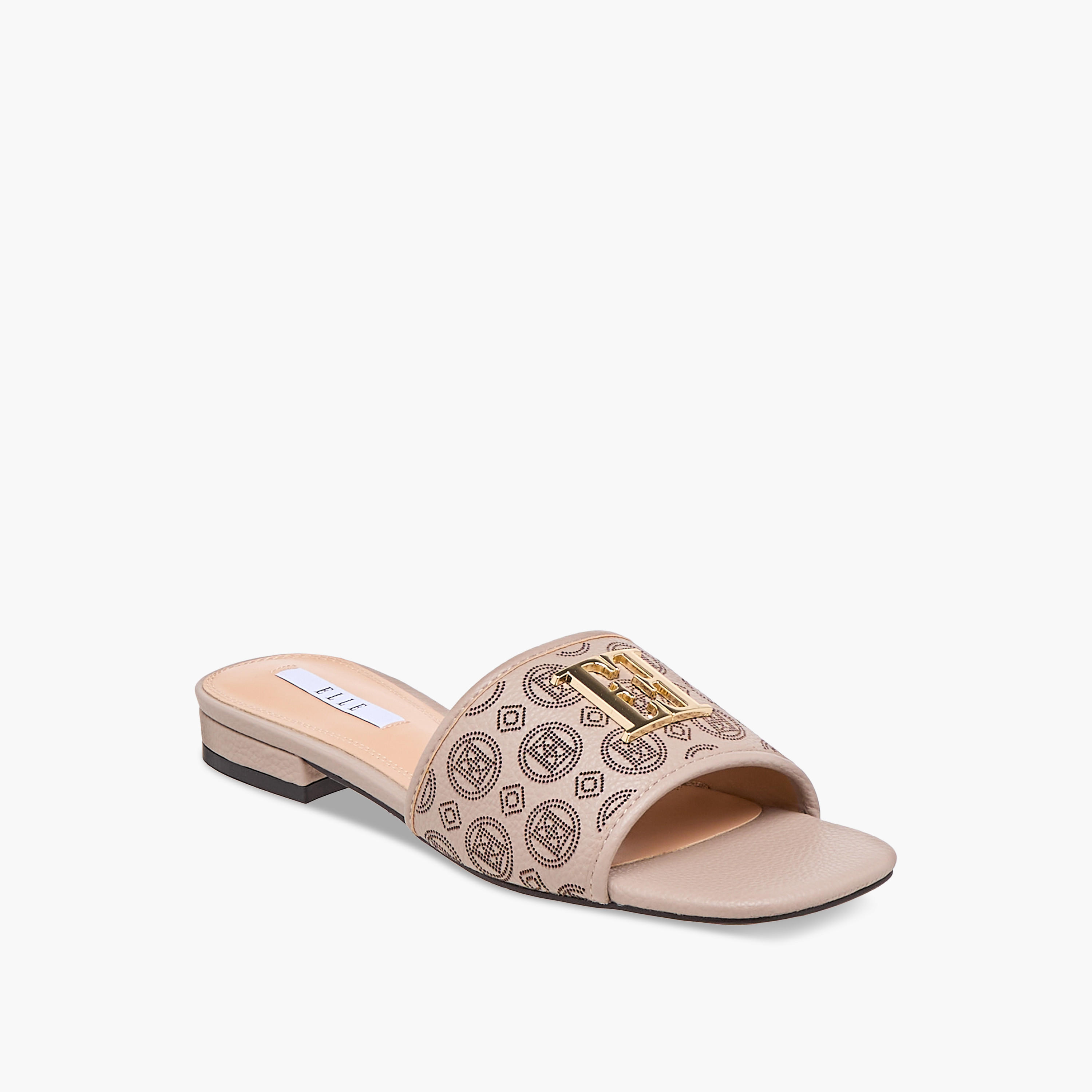Elle Women's Laser Cut Detail Slip-On Flat Sandals-women-shoes-flats-sandals-image-2