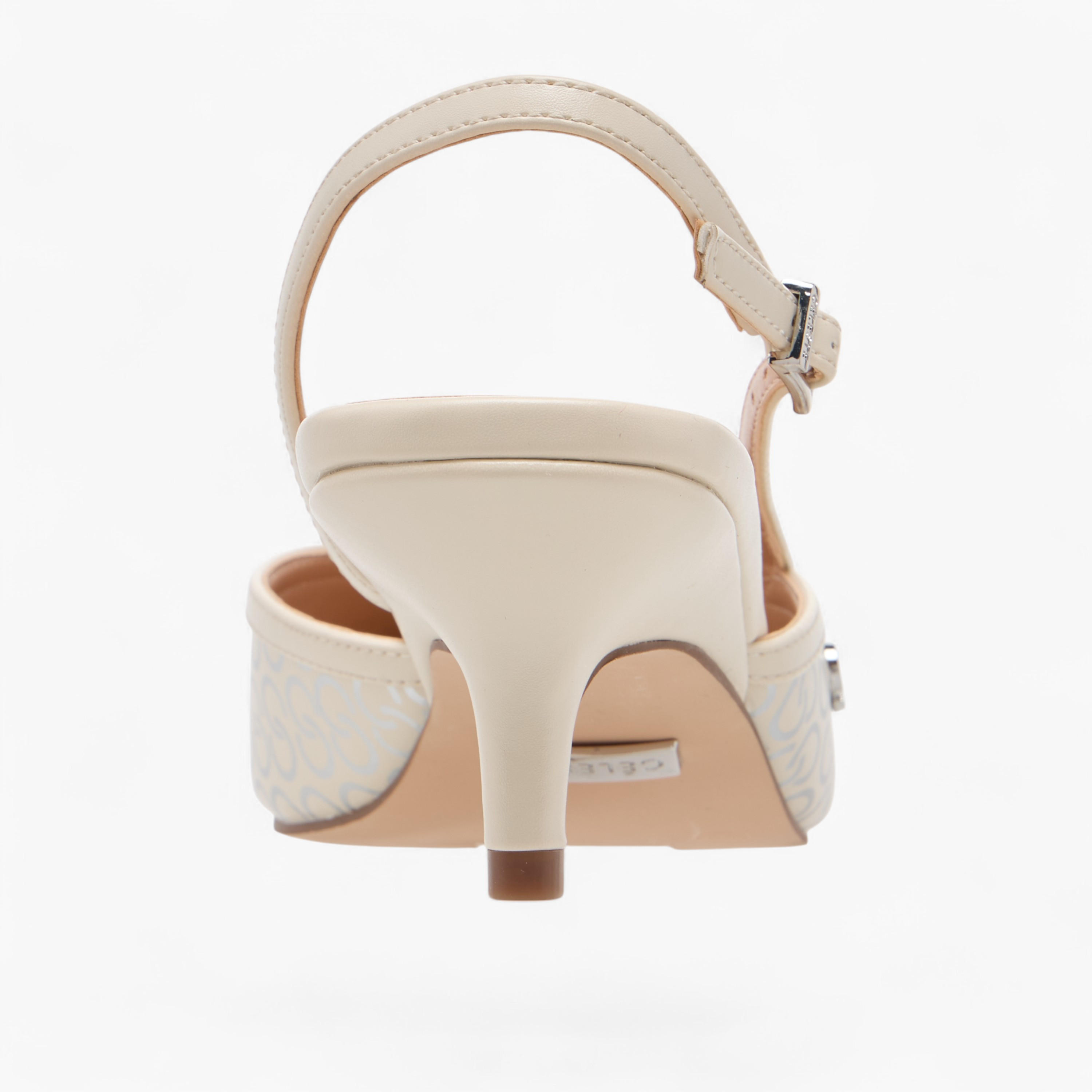 Celeste Women's Monogram Print Kitten Heel Shoes with Buckle Closure-women-shoes-heels-image-4