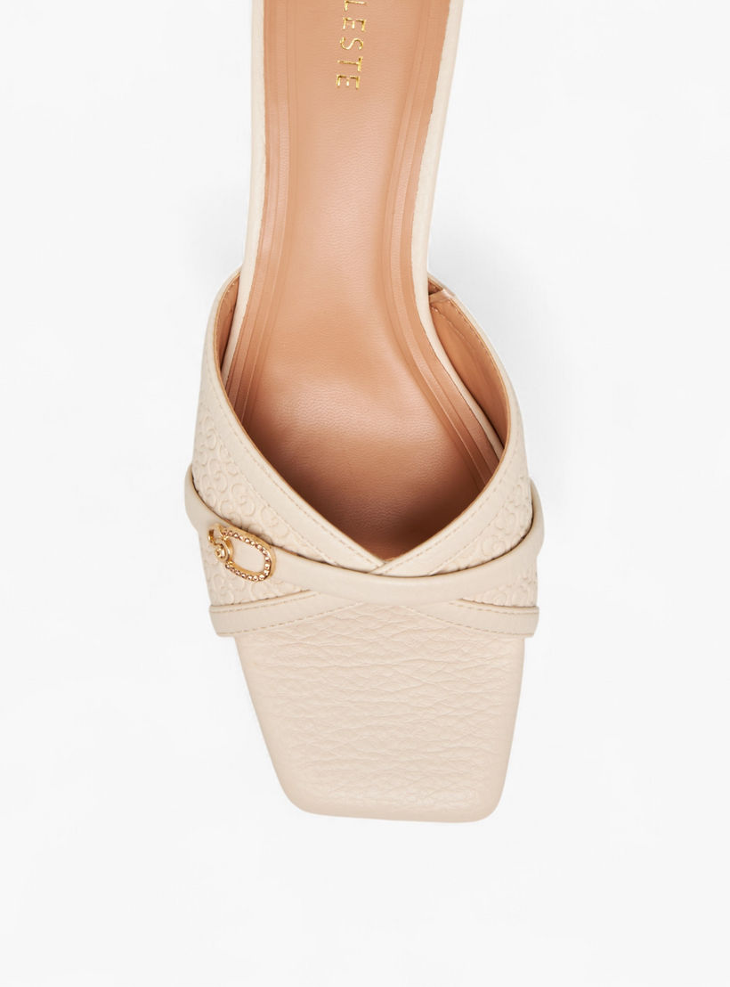 صندل بنقوش مونوجرام سهل الارتداء بكعب صغير للنساء من سيليست-women-shoes-sandals-heeled-image-4