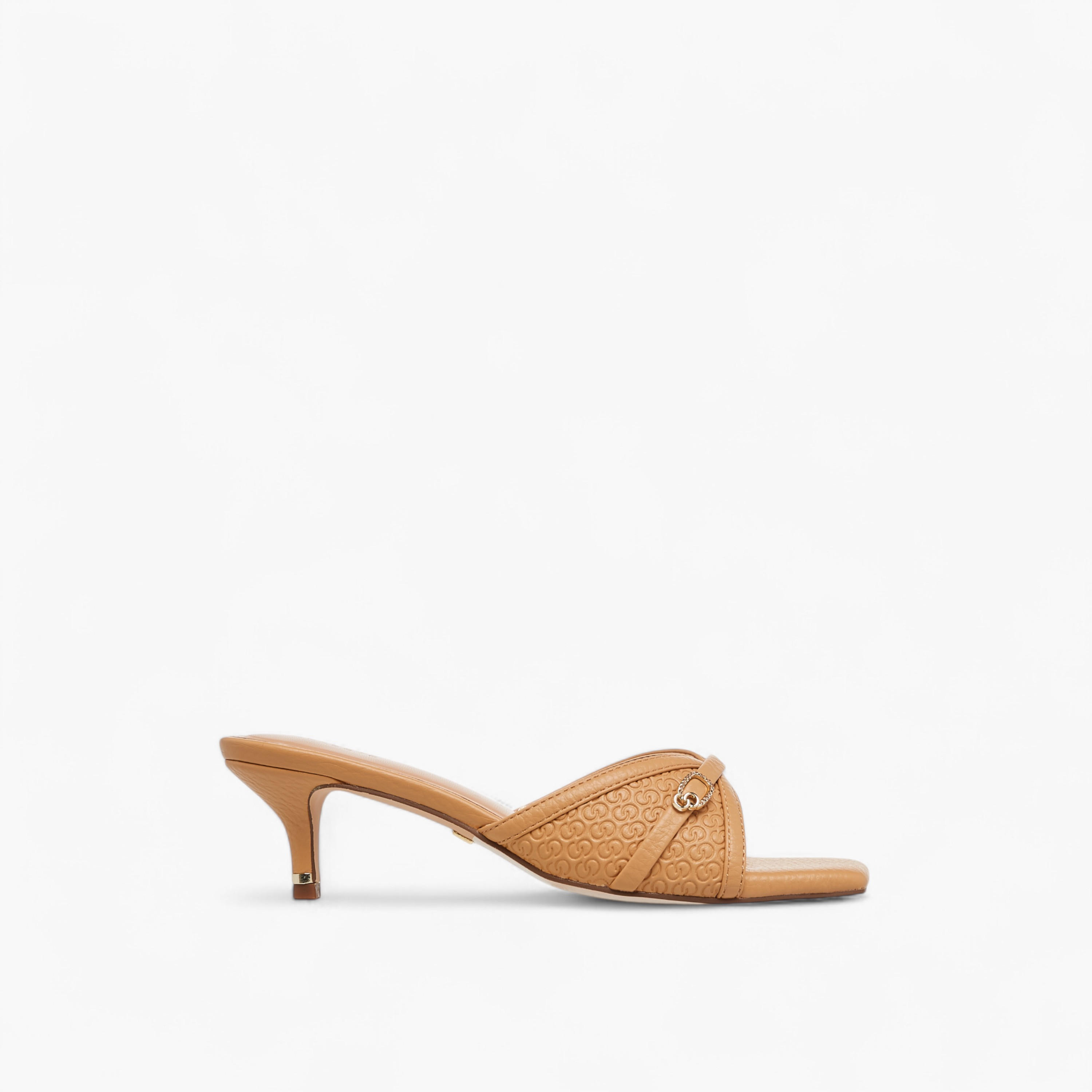 Celeste Women's Monogram Embossed Slip-On Sandals with Kitten Heels-women-shoes-sandals-heeled-image-3