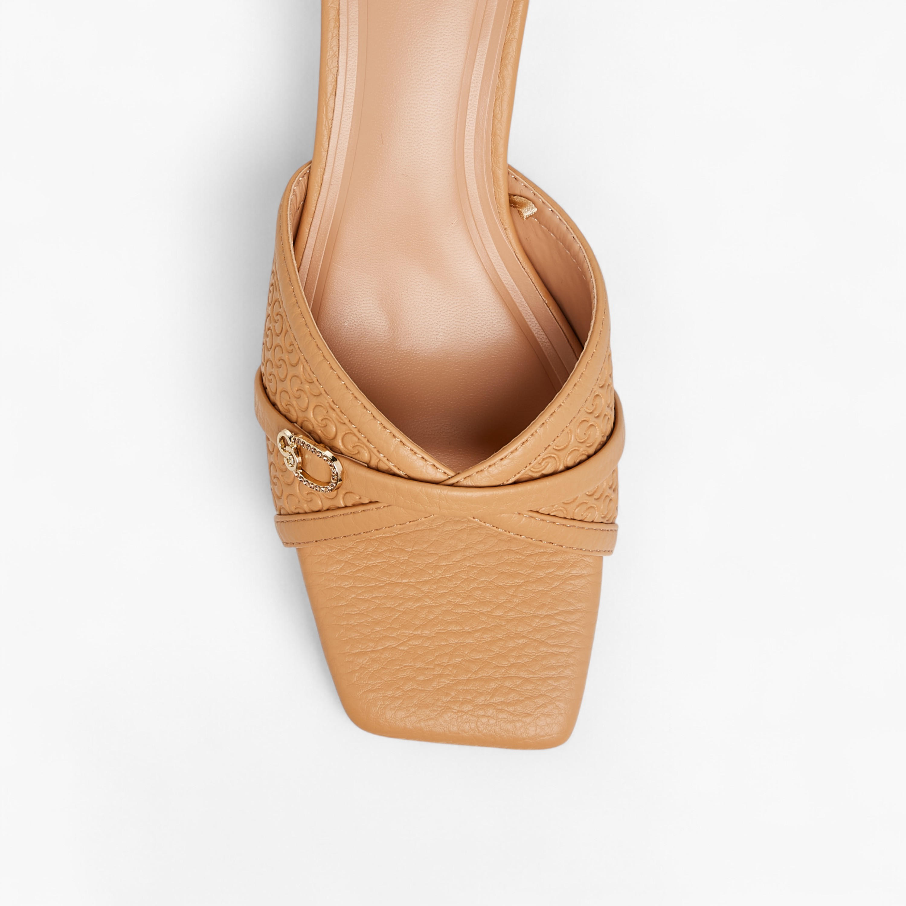 Celeste Women's Monogram Embossed Slip-On Sandals with Kitten Heels-women-shoes-sandals-heeled-image-4