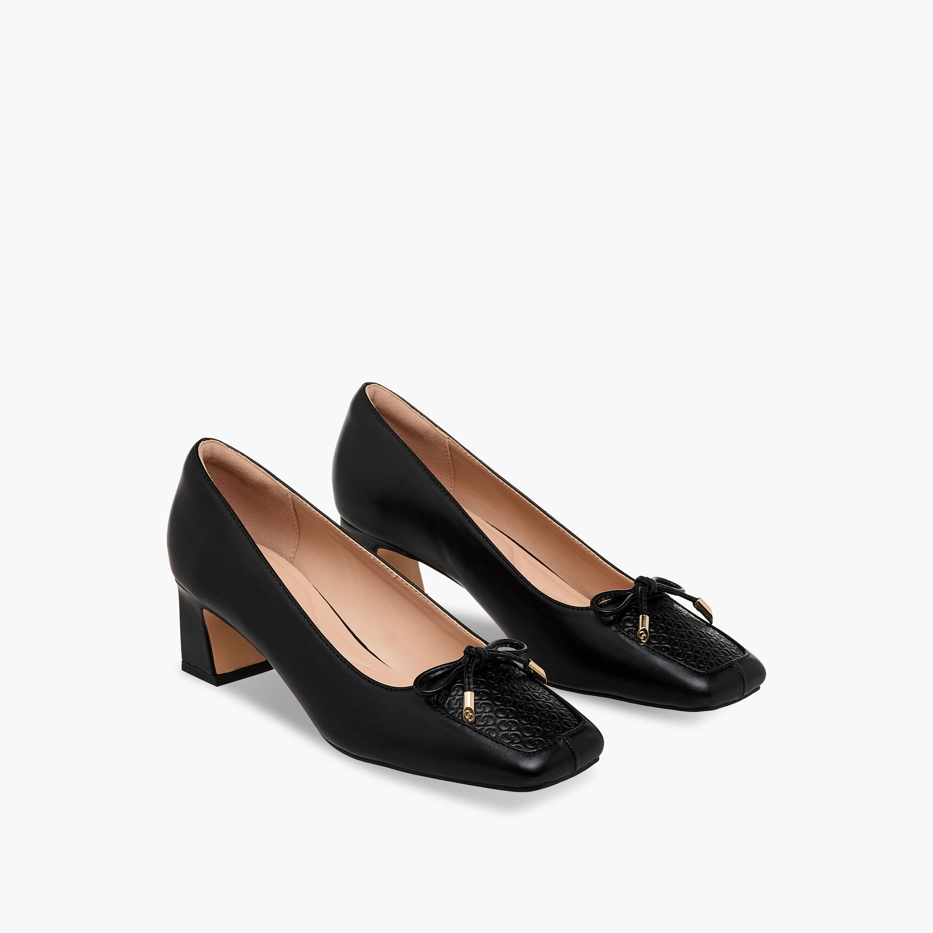 Celeste Women Logo Embossed Block Heel Pumps-women-shoes-heels-image-1